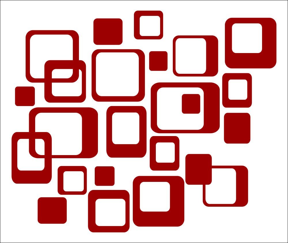 Funky Red Square Wall Stickers - 20-Piece Set for Home Decor