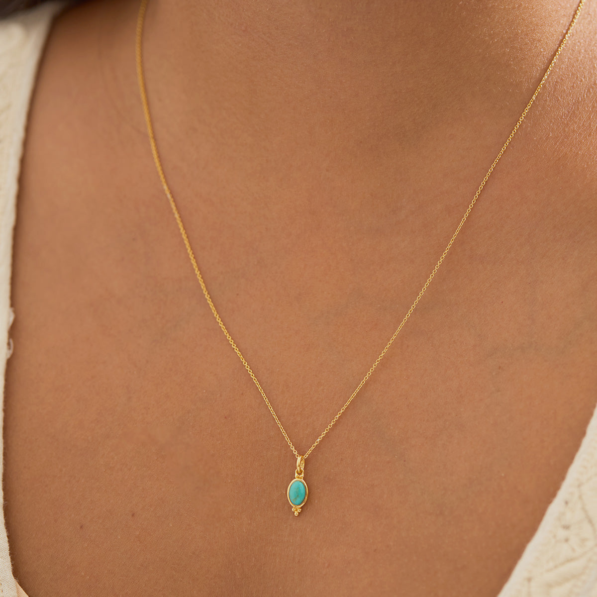 Moon Song Turquoise Necklace Charm in Gold - Elegant Bohemian Jewelry for Women, Perfect for Layering, Gift Giving & Everyday Wear
