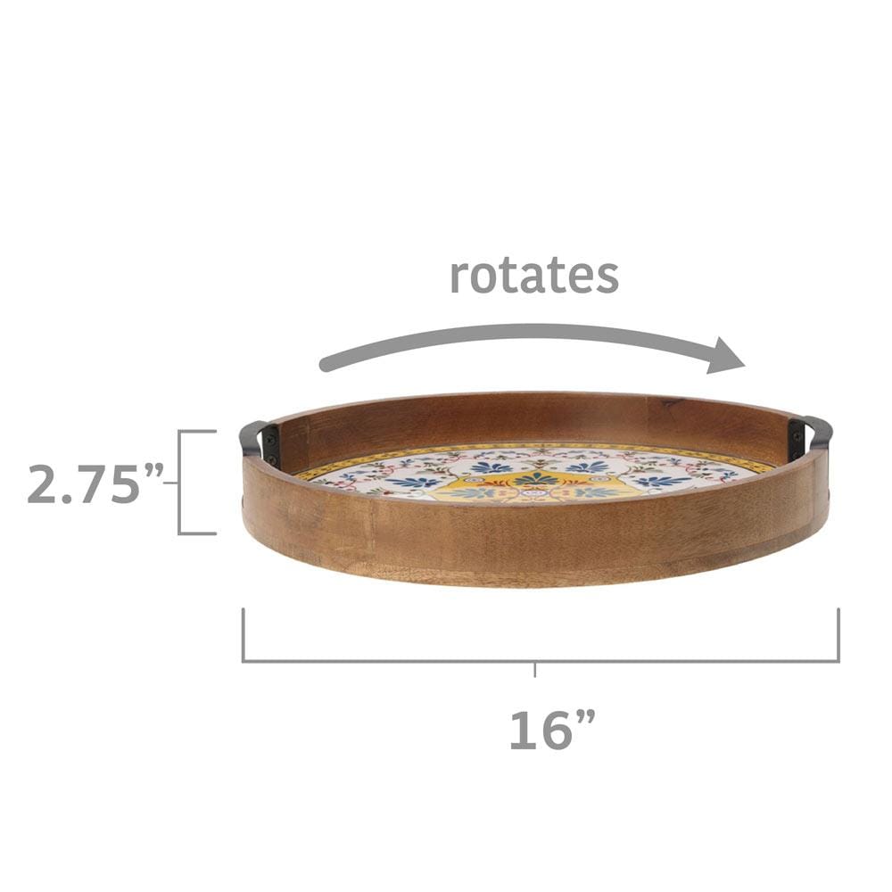 Elegant Tile Design Lazy Susan Turntable - 12 Inch Round Rotating Serving Tray for Dining Table, Kitchen Counter, and Party Buffet | Perfect for Spices, Condiments, and Food Display
