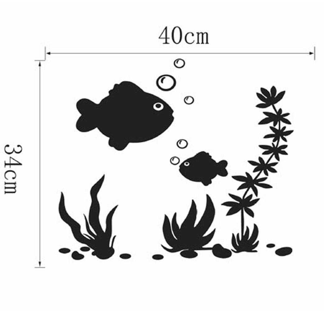 BIBITIME Underwater World Fish Wall Decal Set - Large & Small Fish, Algae, Aquatic Plants & Bubble Stickers - Removable Vinyl Nursery Decor for Kids Bedroom, Bathroom & Playroom - Perfect for Ocean Theme Rooms & Underwater Adventure Decor