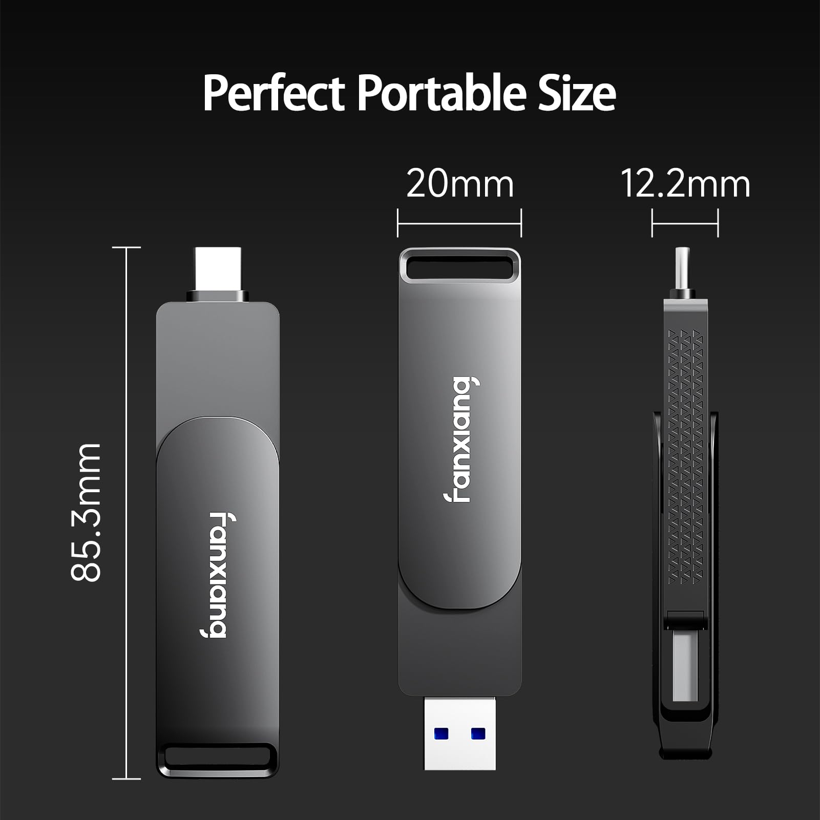 1TB External SSD USB 3.2 Gen 2 Flash Drive - 2000MB/s High Speed, Dual USB-C & USB-A 2-in-1 Design, Portable Solid State Thumb Drive for iPhone 15/16 Pro, Android, Windows, Mac, PC & Laptops - Perfect for Data Backup, File Transfer & Mobile Storage