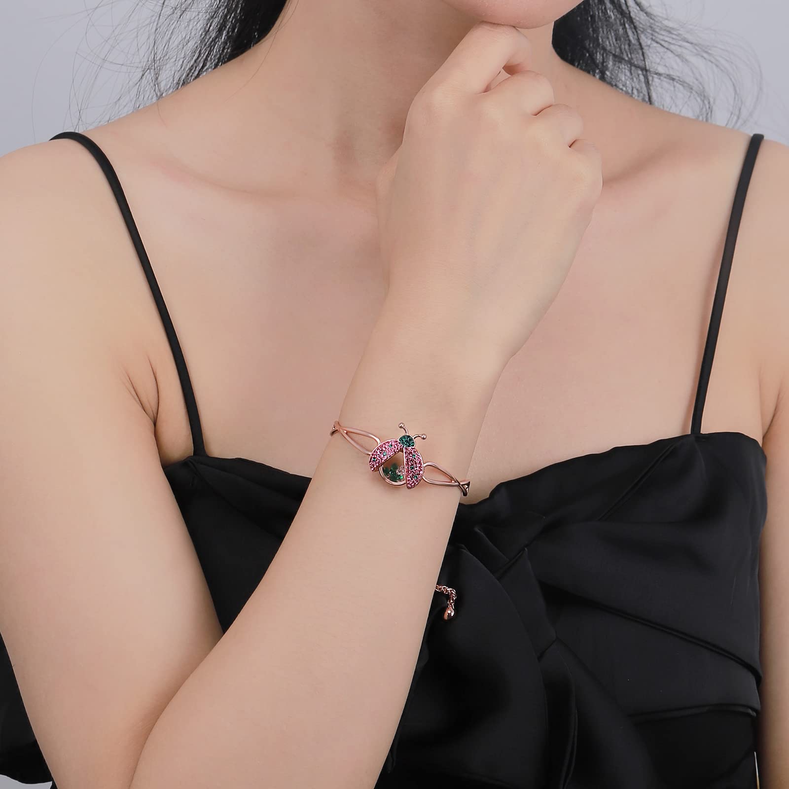 Superchic Ladybug Bracelet - Cute Cubic Zirconia Floating Crystal Jewelry for Women, Teens & Girls | Perfect Halloween Party, Birthday Gift & Everyday Fashion Accessory