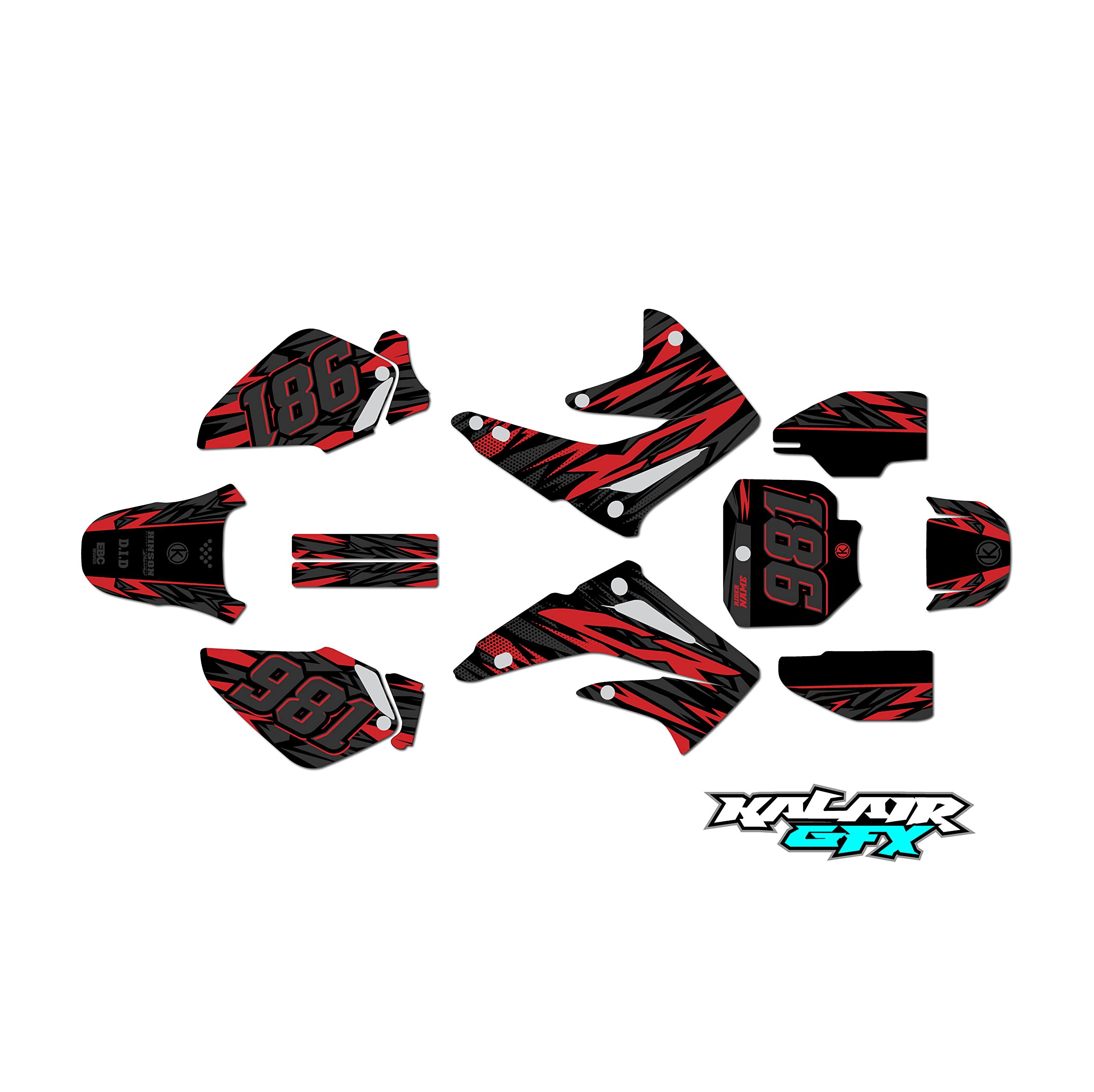 Honda CR85 (2003-2014) Twitch Series Red 16 Mil Dirt Bike Graphics Kit - Custom Racing Decals & Stickers for Motocross, Trail Riding & Off-Road Racing (No Plastics Included)