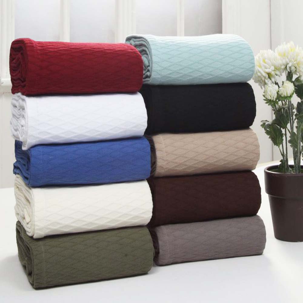 Premium Cotton All-Season Diamond Pattern Bed Blanket & Sofa Throw - Soft Cozy Blanket for Bedroom, Living Room, Travel and Gift Giving