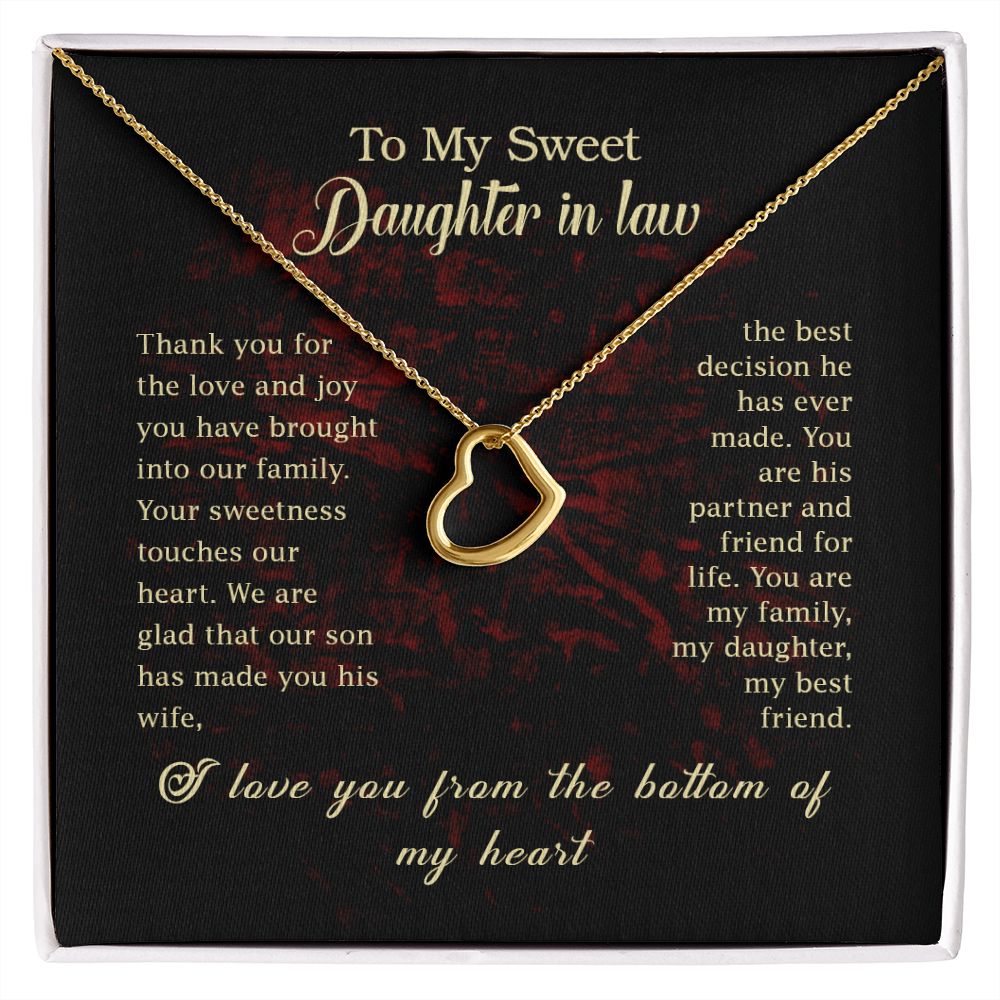 Simple Heart Necklace for Daughter-in-Law Wedding Gift - White or Yellow Gold - Perfect for Bridal Shower, Anniversary & Special Occasions