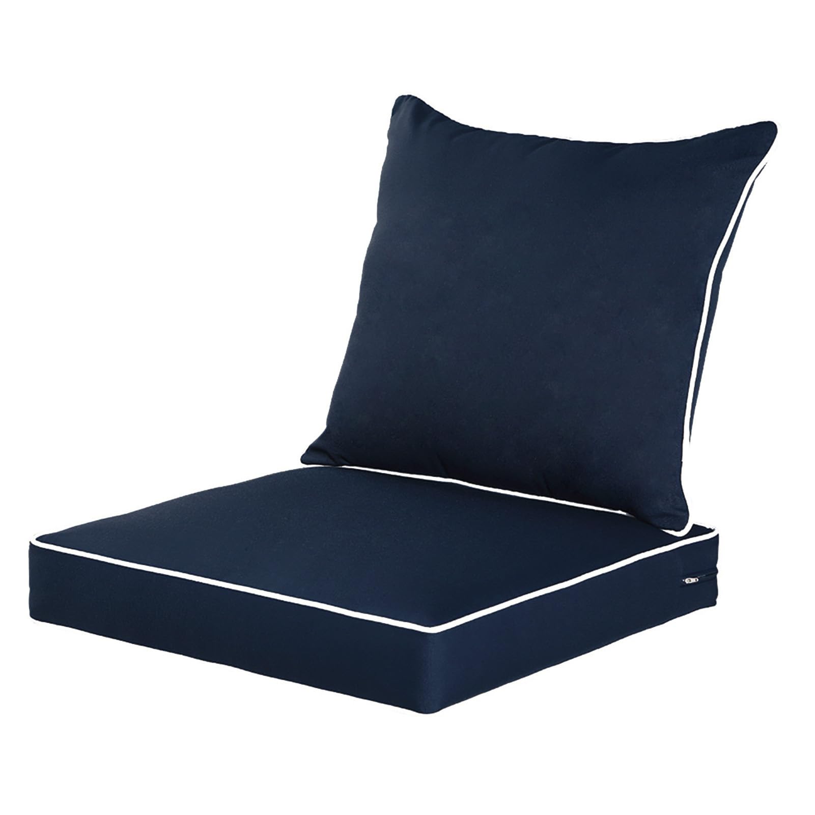 QILLOWAY All-Weather Outdoor/Indoor Furniture Cushions Set - Deep Seat Replacement Cushions for Patio Chairs - Navy Blue - Perfect for Backyard, Deck, Poolside & Sunroom Relaxation