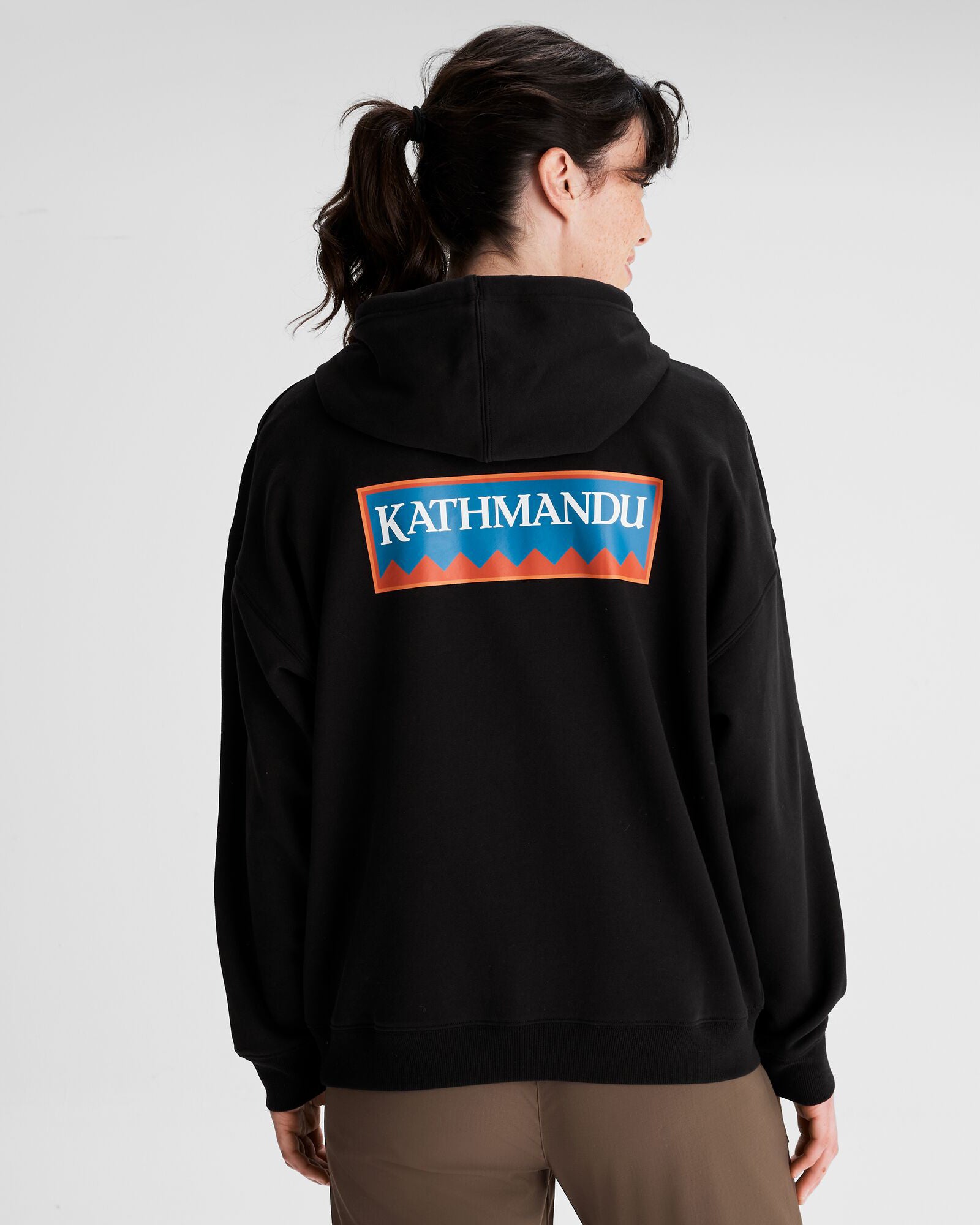 Heritage Logo Slouchy Lightweight Hoodie for Women - Black Stingray | Cozy Casual Wear for Everyday, Lounge & Street Style