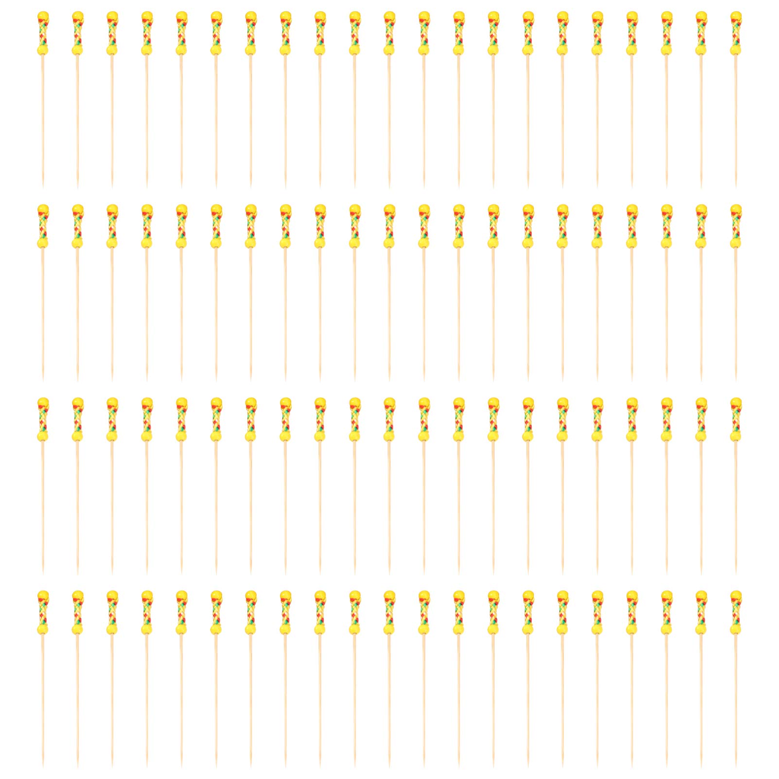 100 Pcs Bamboo Skewers for Fruit, Cocktails, Desserts & BBQ - Eco-Friendly Food Picks for Party Decorations, Appetizers & Grilling - Perfect for Weddings, Picnics & Outdoor Gatherings