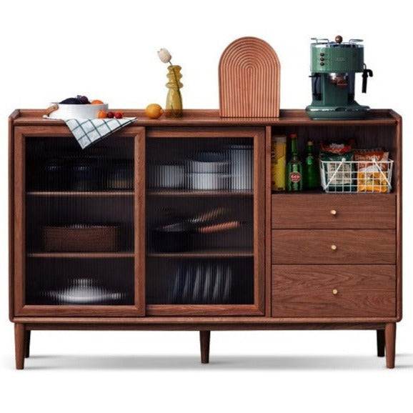 Premium Solid Wood Sideboard with Sliding Doors - Oak, Ash, Black Walnut & Cherry Options - Perfect for Dining Room Storage & Living Room Organization