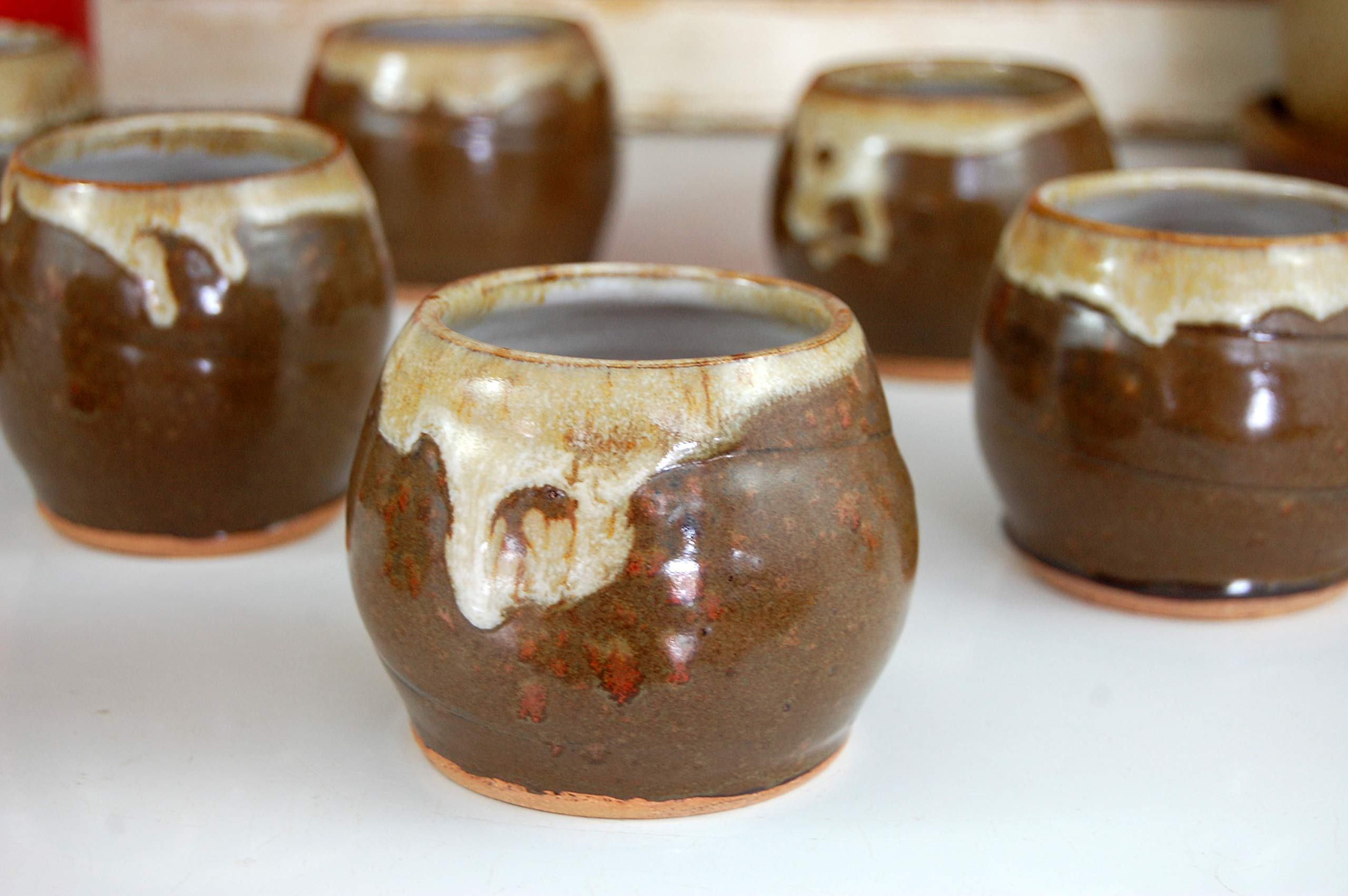 Handmade Brownstone Stemless Wine Glass - Ceramic Wine Tumbler for Red & White Wine - Perfect for Dinner Parties, Wine Tasting & Home Decor