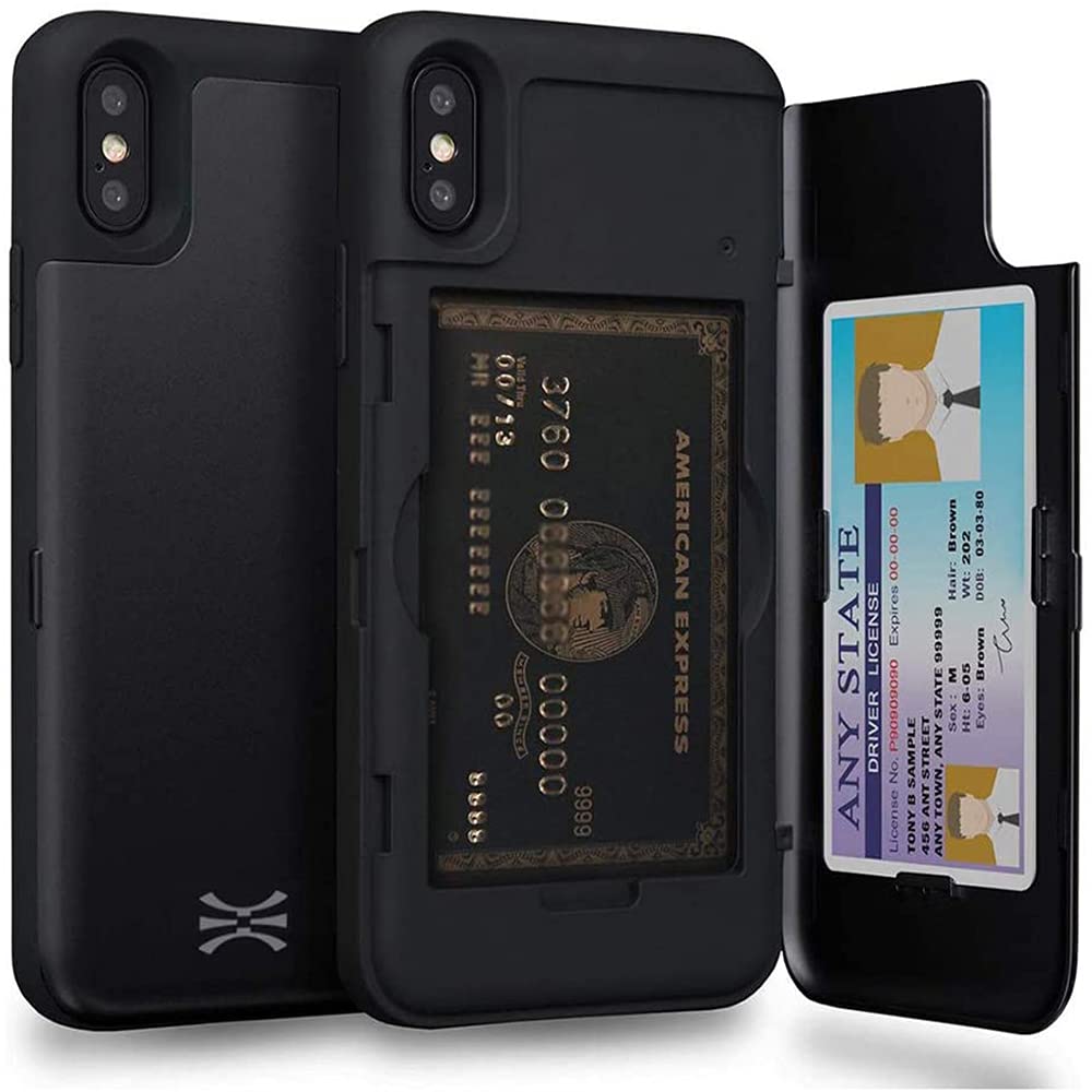 TORU Slim Wallet Case for iPhone X - Matte Black Protective Cover with Card Slots | Perfect for Everyday Use, Travel & Hands-Free Convenience
