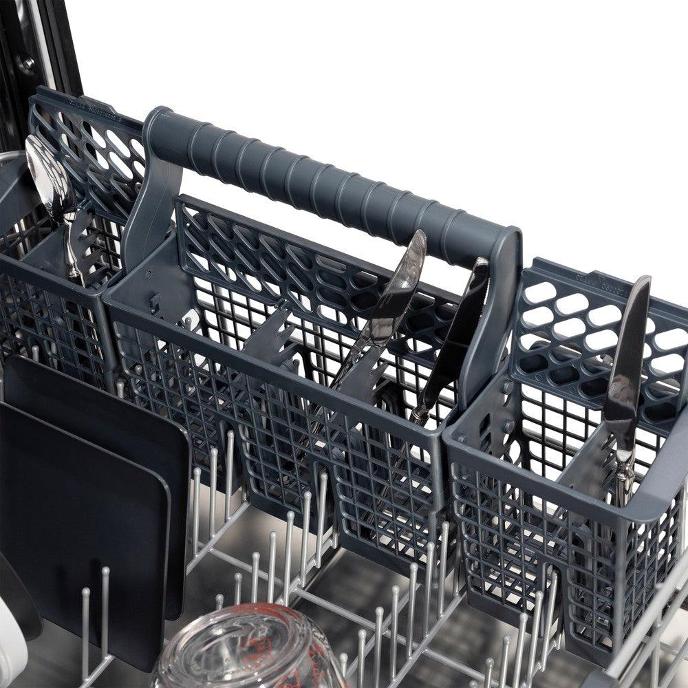 ZLINE Autograph Edition 24 Inch Black Stainless Steel Dishwasher with Polished Gold Handle - 45dBA Ultra Quiet, 3rd Rack & Top Touch Control - Perfect for Modern Kitchens and Open Concept Homes (Model DWMTZ BS 24 G)