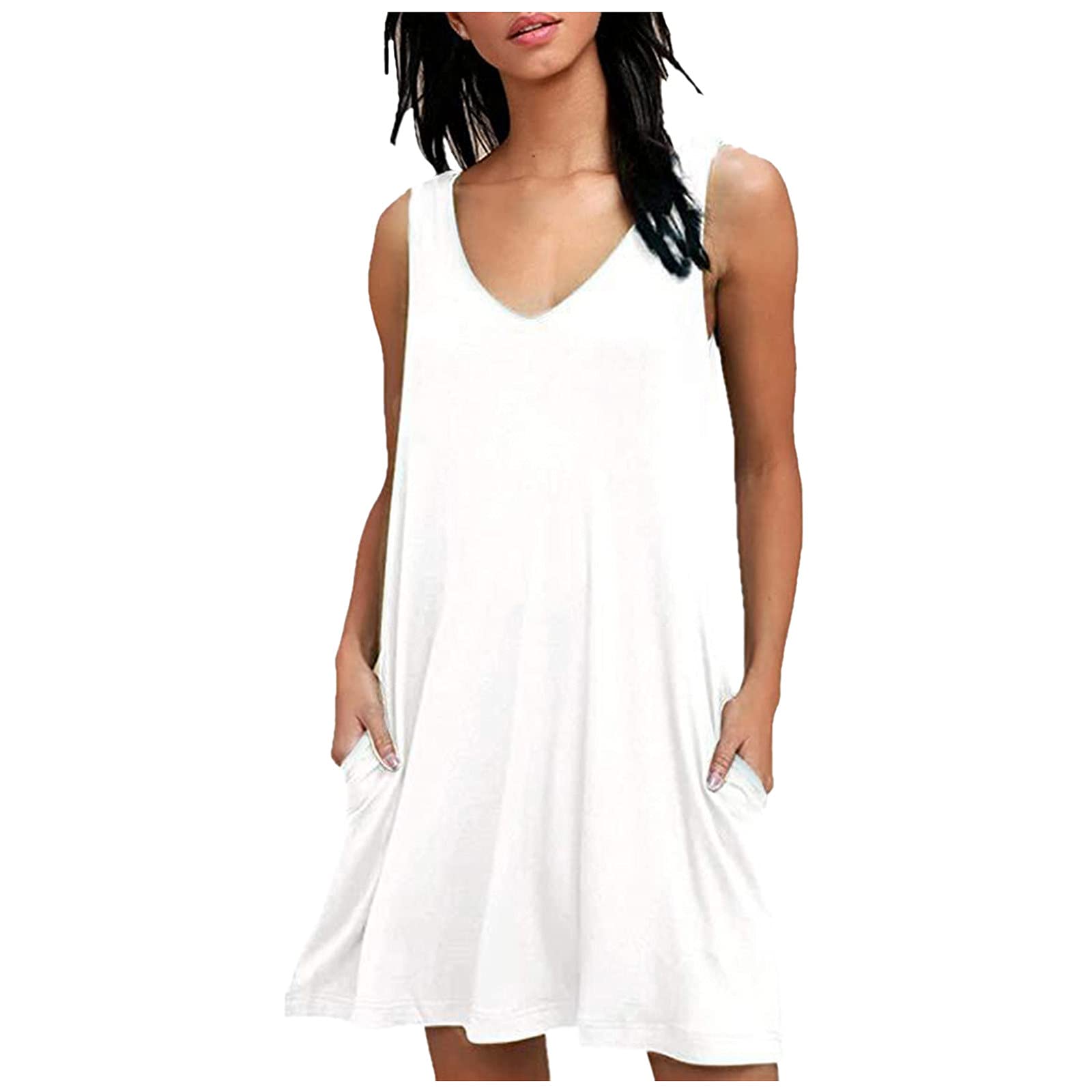 Women's Floral Summer Tunic Dress - Sleeveless Swing Sundress with Loose Neck, Casual Maxi Dress for Beach, Vacation & Outdoor Activities