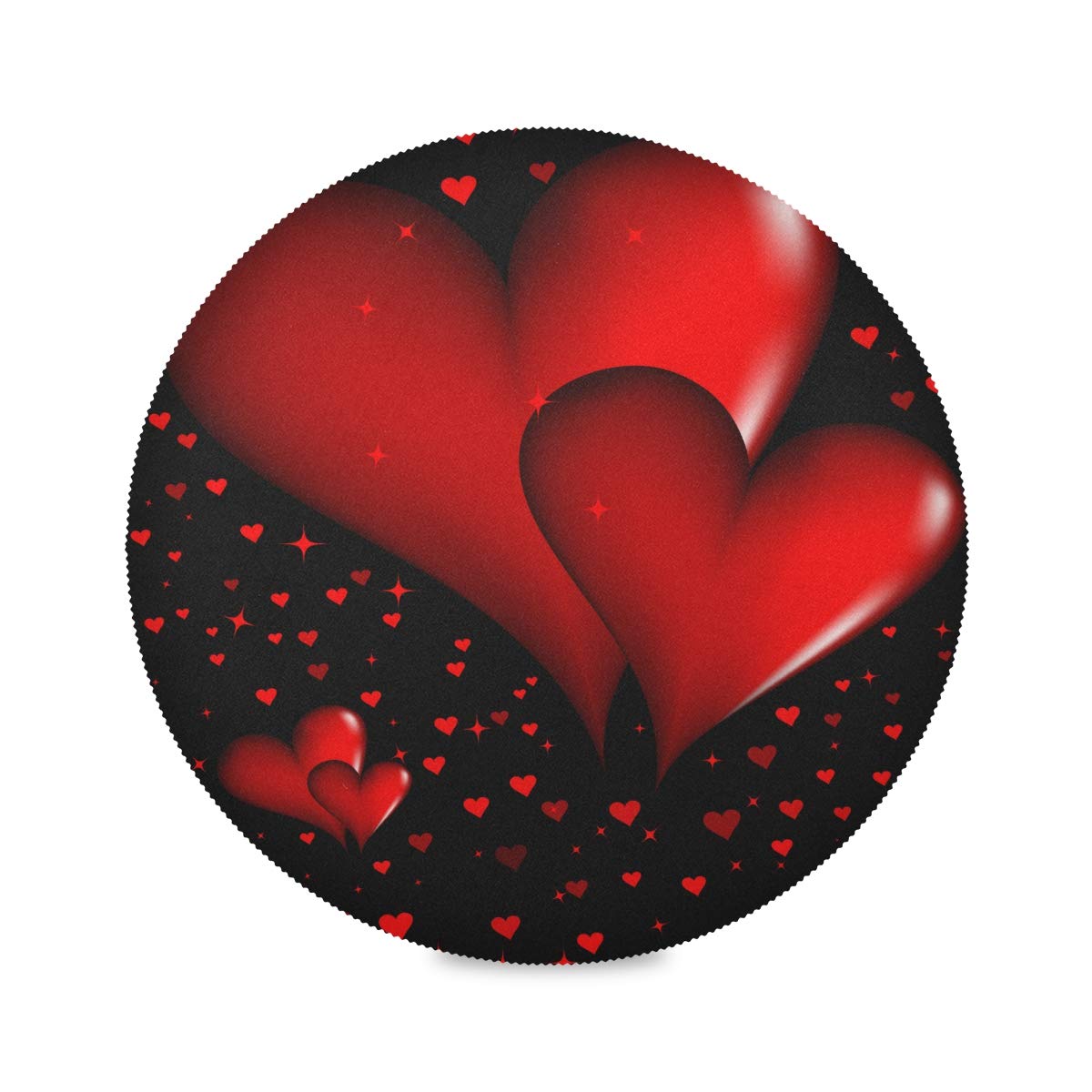 Ubrand Round Heat-Resistant Placemats Set of 6 - 15.4 Inch Flaming Love Heart Design, Easy to Clean for Dining Table - Perfect for Winter Decor, Valentine's Day, and Romantic Dinners