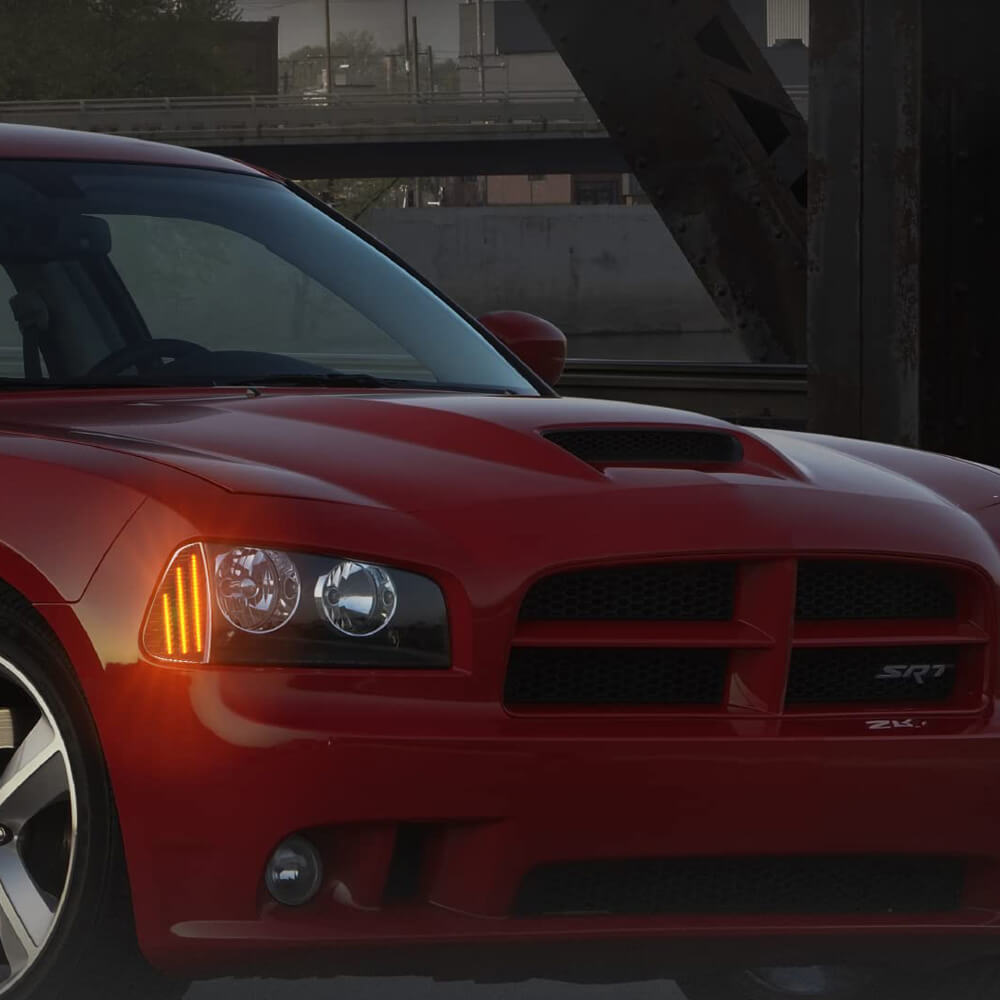 2006-2010 Dodge Charger Sequential LED Corner Lights - 3 Row LED Beams Front Side Marker Lights | Enhanced Visibility & Style for Night Driving & Car Customization