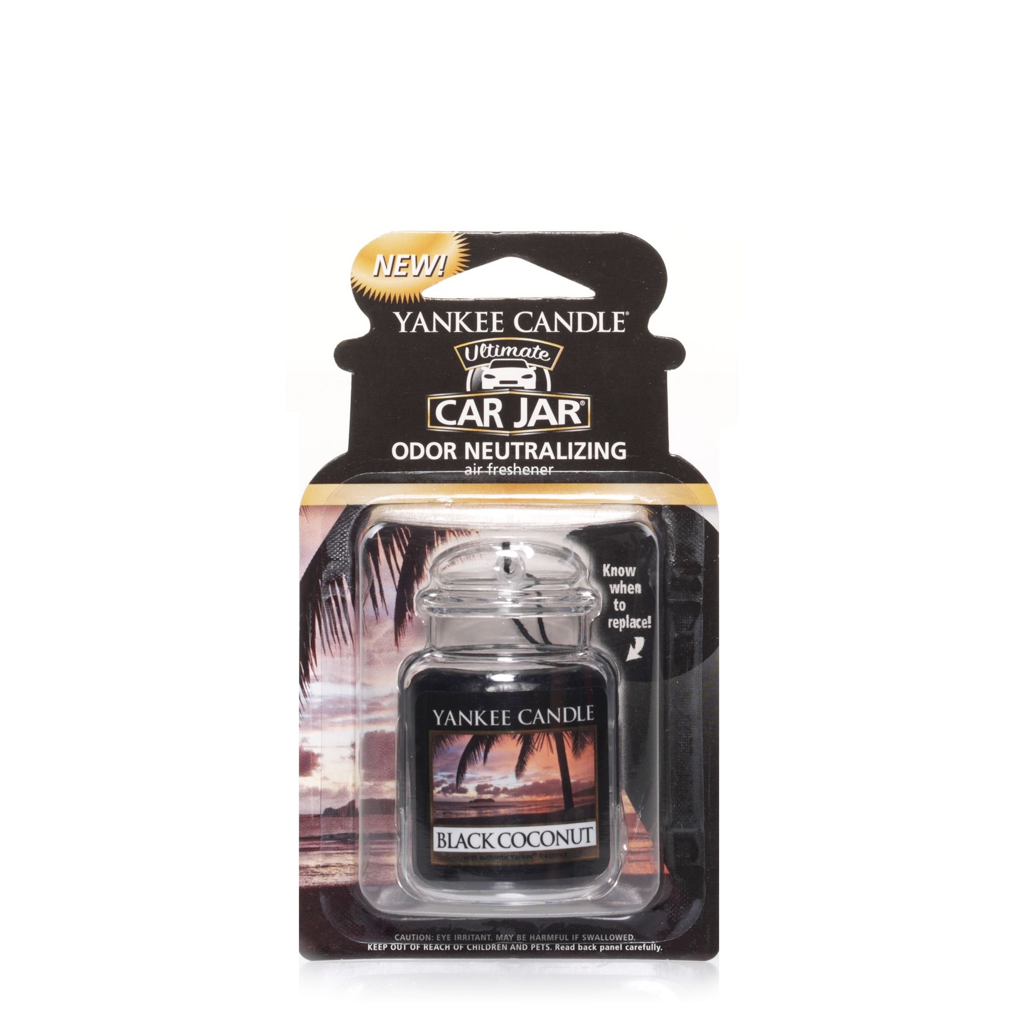 Yankee Candle Black Coconut Car Jar Air Freshener - Long Lasting Fresh Scent for Cars, Home & Office | Perfect for Vehicles, Bathrooms & Small Spaces