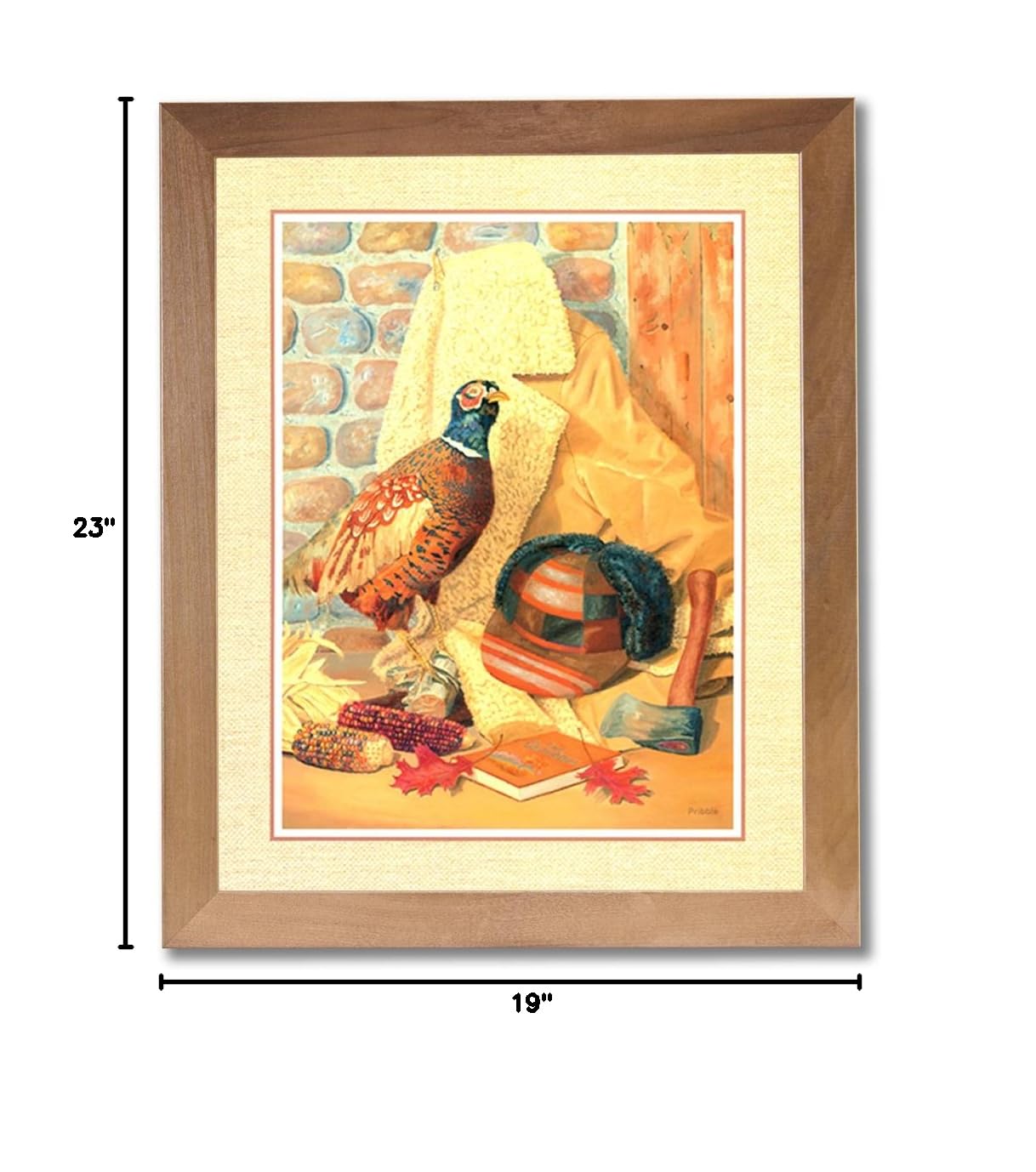 Pheasant Corn Hat Hunting Cabin Wall Art Print - Framed Honey Decor for Rustic Home, Lodge & Cabin Decor