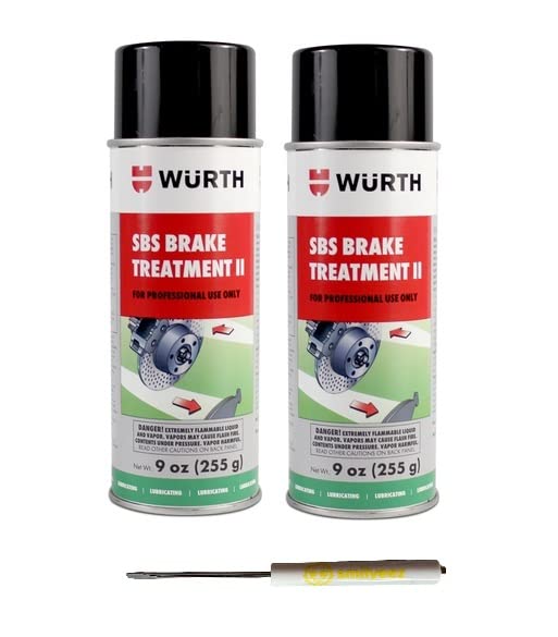 Wurth SBS Brake Treatment Spray with Pocket Screwdriver (2-Pack) - High Performance Brake Lubricant & Cleaner for Cars, Trucks, Motorcycles - Ideal for DIY Auto Maintenance & Professional Garage Use