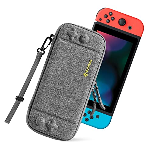tomtoc Protective Carrying Case for Nintendo Switch & Switch Lite - Military-Grade Travel Case with 10 Game Cartridge Slots & Original Patent Design (Gray) - Perfect for Gaming On-The-Go & Travel Protection