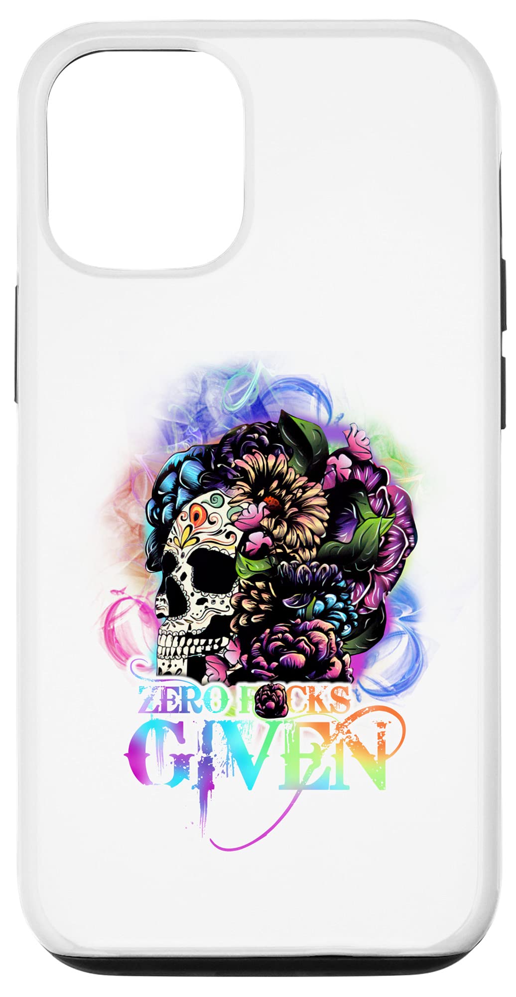 iPhone 12/12 Pro Sugar Skull Skeleton Rainbow Tie Dye Phone Case - Trendy Protective Cover for Everyday Use & Festival Outfits