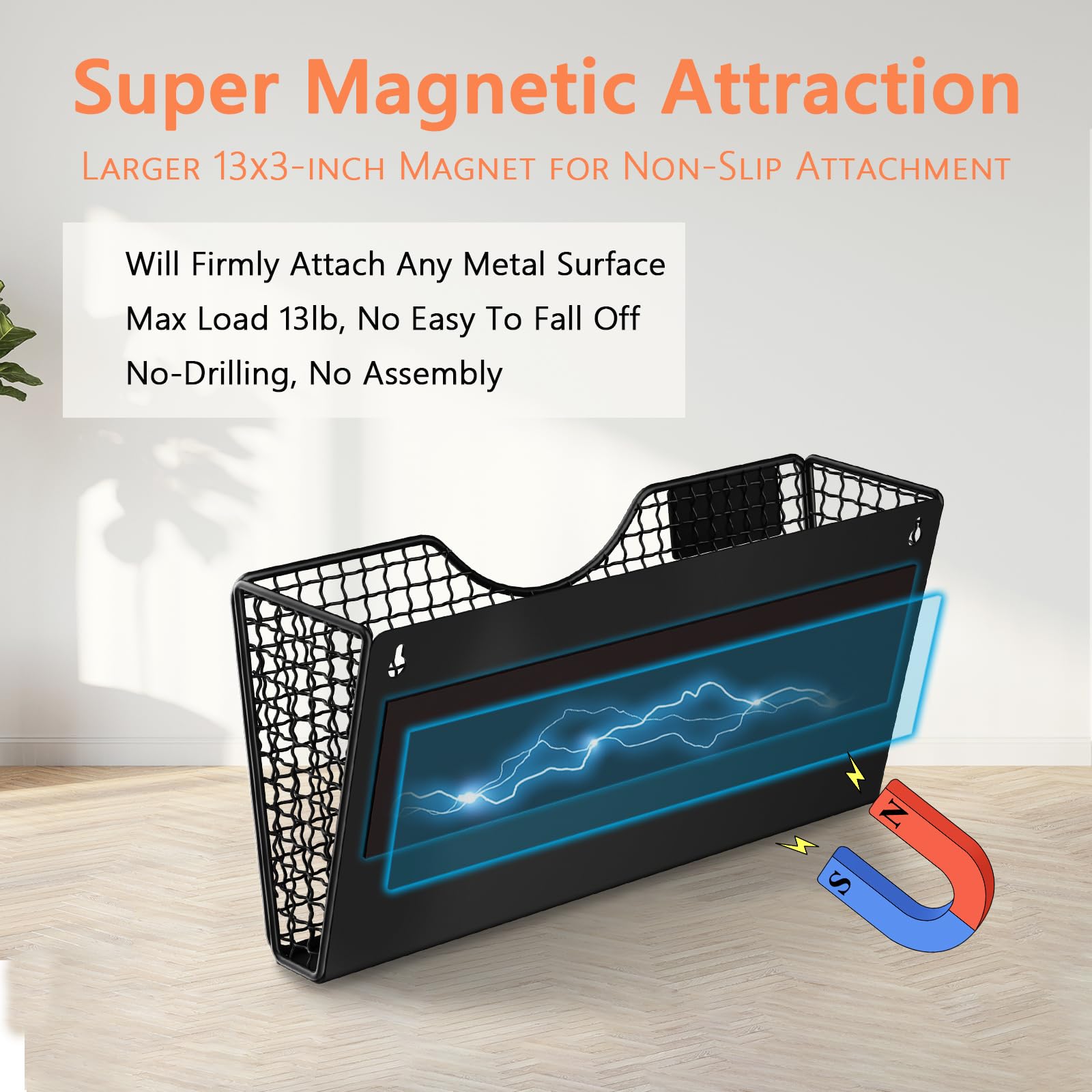 MFTEK Magnetic File Holder - 2-Pocket No Drill Magnetic Folder Organizer for Papers, Mail, Magazines - Wall & Fridge Mount Storage Rack for Office, Classroom, Kitchen & Home Organization