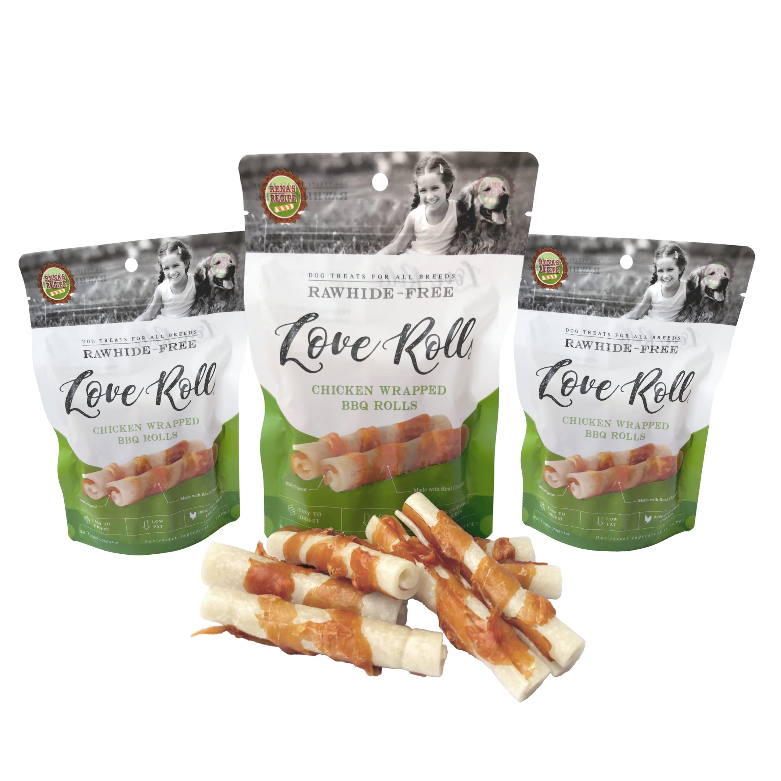 Healthy Rawhide-Free Chicken Wrapped Dog Treats (7 Count) - BBQ Flavor Dental Chews for Small & Medium Dogs - Perfect for Training Rewards and Teeth Cleaning