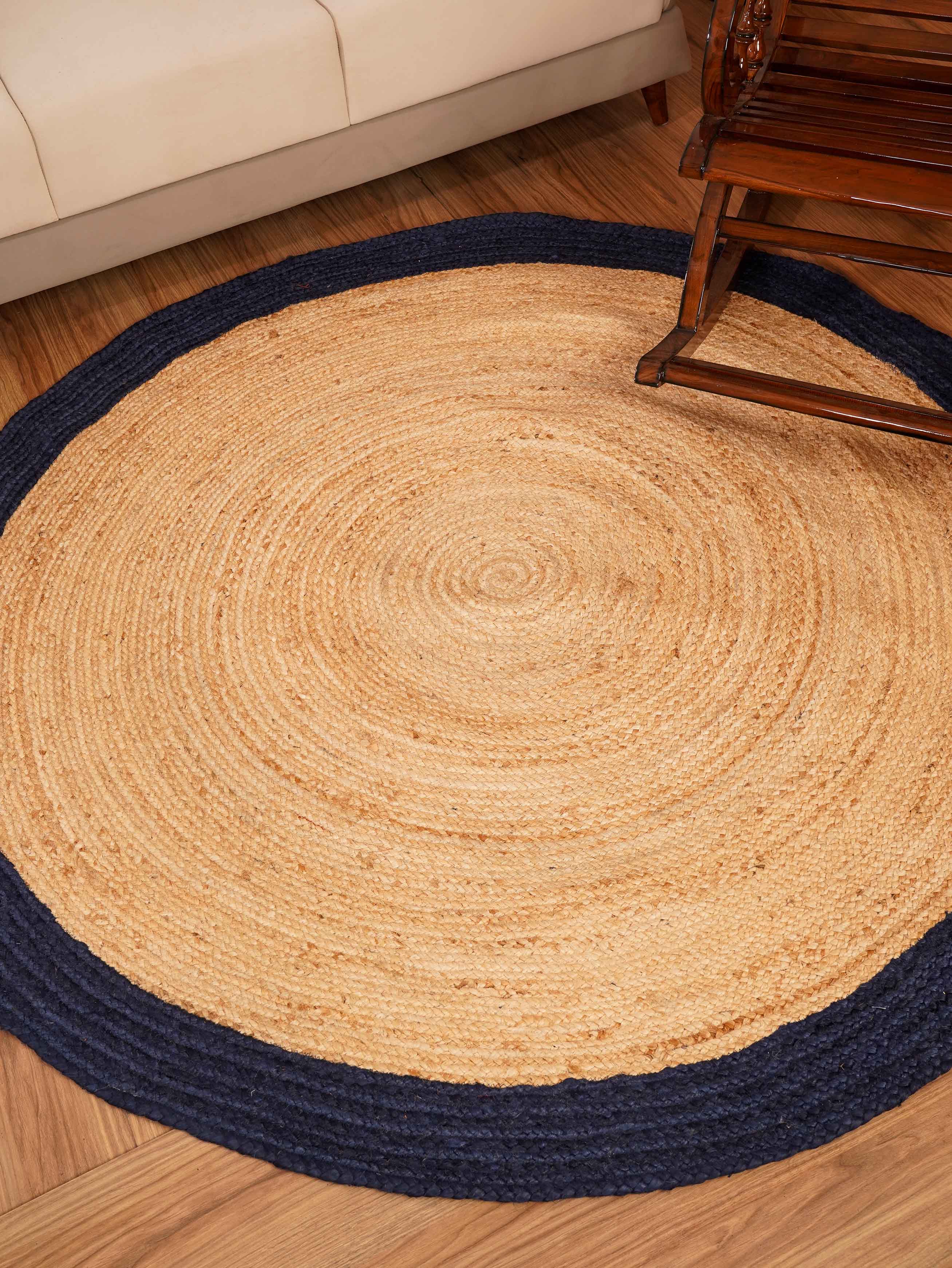 Handwoven Jute Braided Area Rug - Natural Eco-Friendly Floor Mat for Living Room, Bedroom, or Patio Decor