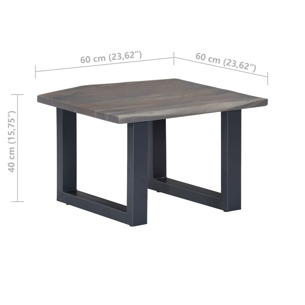 Square Coffee Table with Live Edges - 23.6