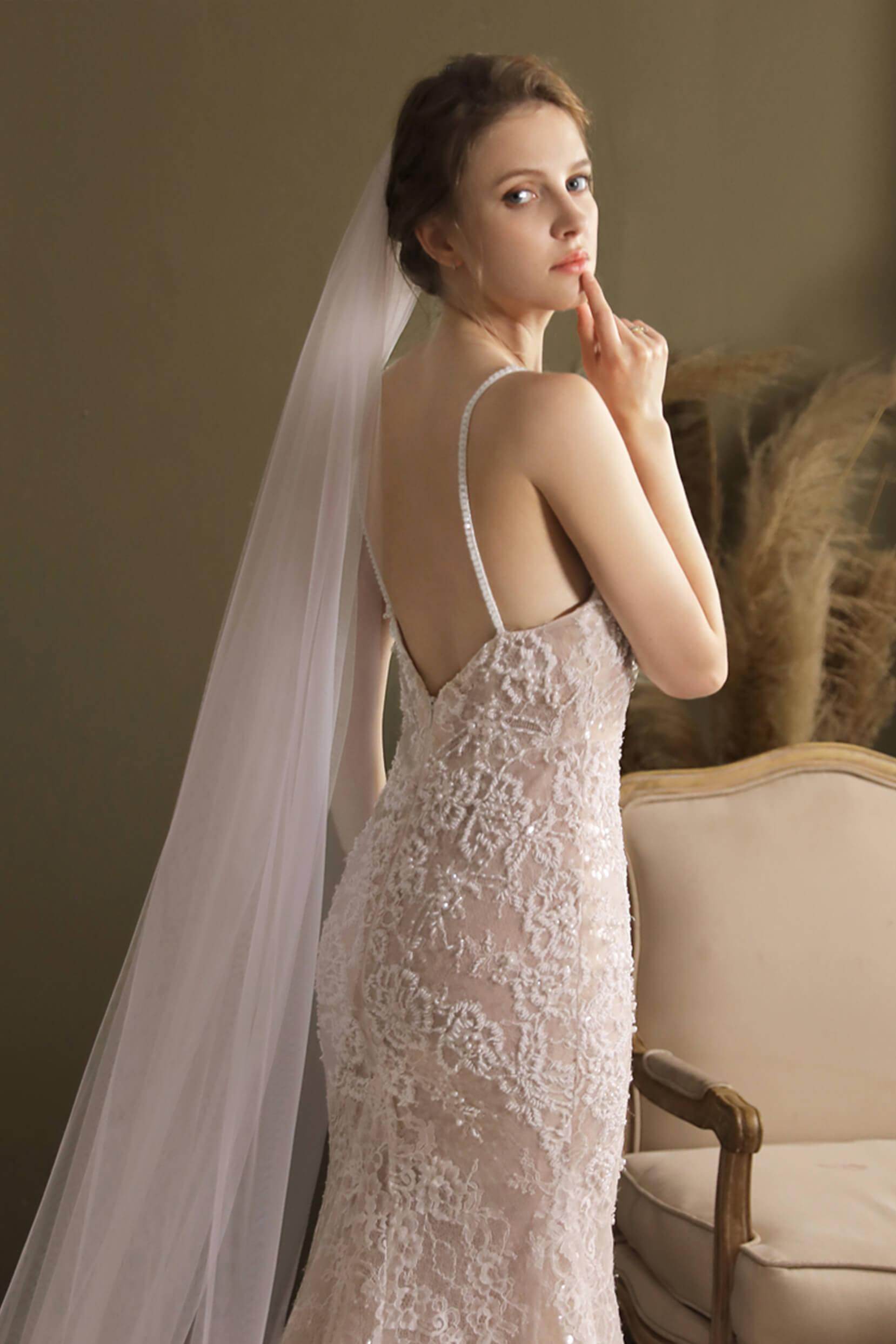 Elegant One-Tier Cut Edge Tulle Chapel Wedding Veil CV0266 - Perfect for Bridal Ceremonies, Church Weddings & Formal Occasions
