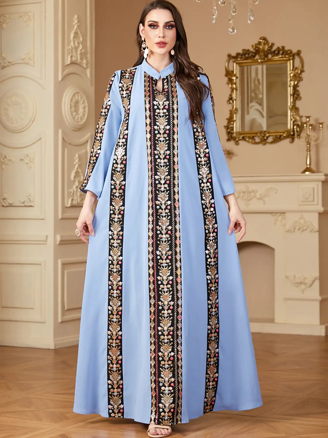 Elegant Eid Caftan Dress for Women - Embroidered Kaftan Jalabiya for Special Occasions & Festivals - Perfect for Eid Celebrations, Weddings, and Holiday Gatherings