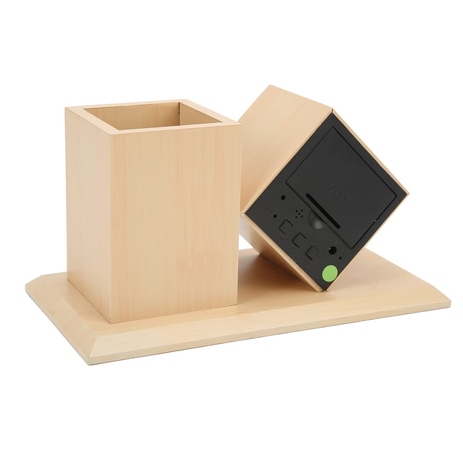 Wooden Digital Alarm Clock with Pencil Holder - Modern Office Desk Organizer for Pen Storage, Bedroom, Living Room & Kids Room - Stylish Wooden Clock for Home & Office Use