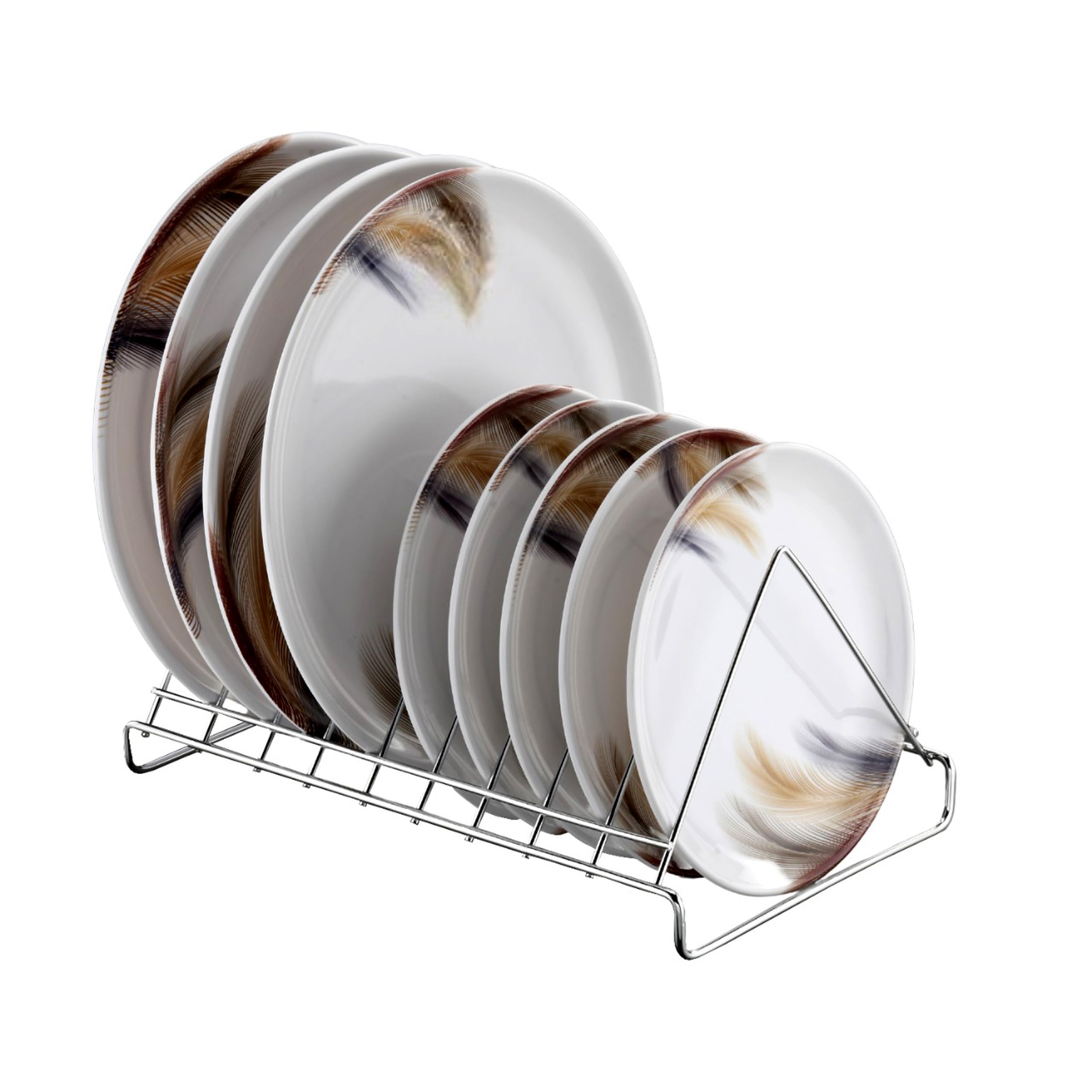 STANDIFY Stainless Steel Thali Rack - Durable Dish Rack & Plate Stand Organizer with Lid Holder - Perfect for Kitchen Countertop Storage & Utensil Organization
