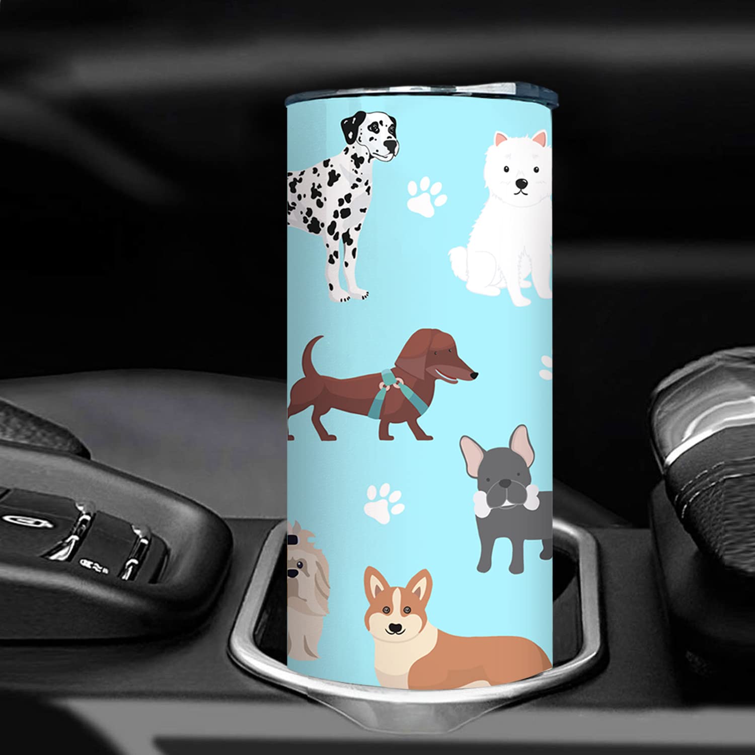 20oz Stainless Steel Dog Tumbler with Lid & Straw - Paw Print Design Travel Mug for Coffee & Tea - Perfect Gift for Dog Lovers & Women (Ideal for Travel, Office, Hiking & Outdoor Adventures)