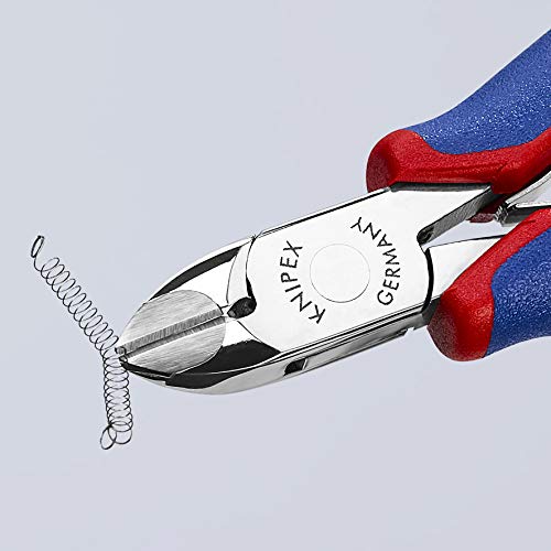 KNIPEX Electronics Diagonal Cutters with Carbide Metal Cutting Edges - Precision Wire Cutters for Electronics, DIY & Electrical Work - Multi-Component (7702120H) - Ideal for Electricians, Technicians & Home Repair