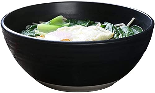 Vintage Nordic Ceramic Cereal Bowl Set - Large Matte Black Soup & Ramen Bowls for Noodles, Cereal, and Soup | Japanese Style Tableware for Home, Restaurant, and Daily Use