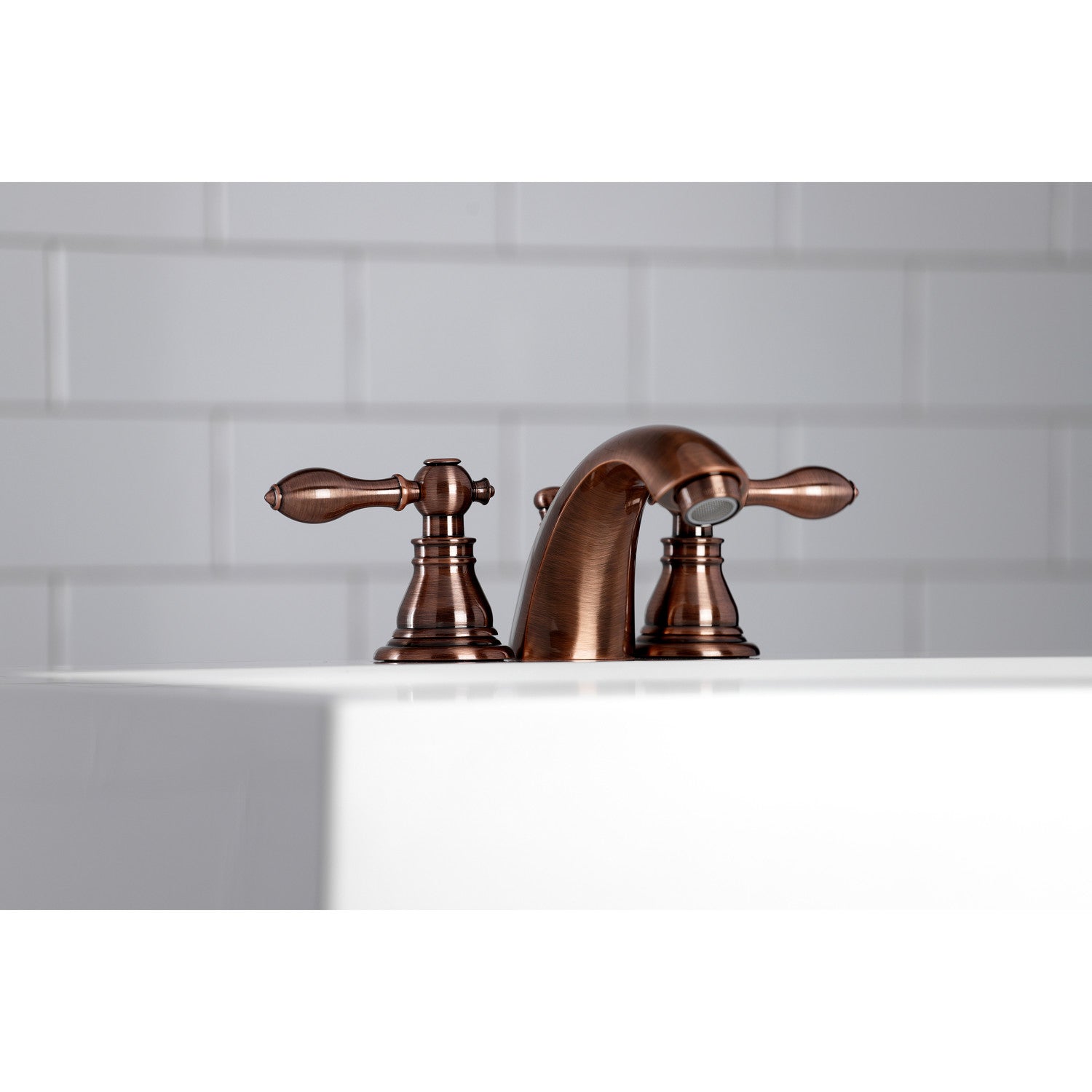 American Classic KB956ACL 3-Hole Deck Mount Mini Widespread Bathroom Faucet - Two Handle Antique Copper Finish with Pop-Up Drain - Perfect for Vintage Style Bathrooms & Powder Rooms