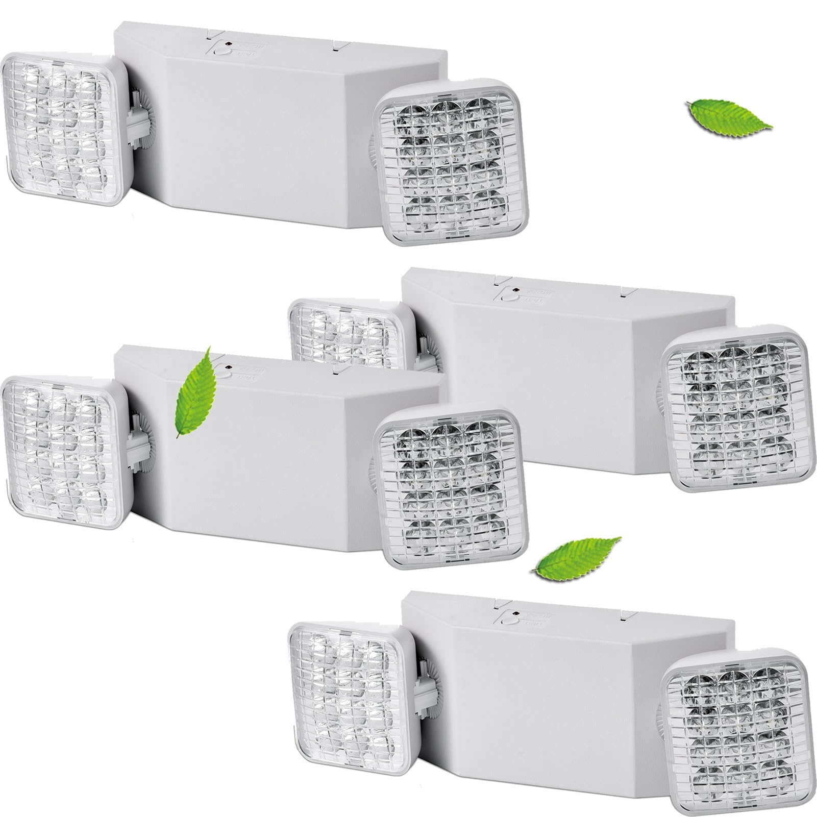 4 Pack LED Adjustable Emergency Exit Lights with Battery Backup, 2 LED Bulbs, White, AC110V/277V - Perfect for Business, Home & Office During Power Outages & Emergency Situations