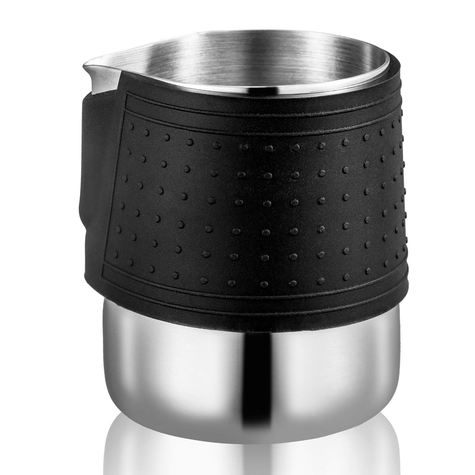 Premium 12oz (350ml) Stainless Steel Milk Frothing Pitcher for Latte Art - Barista-Grade Coffee Frother Jug with Heat-Resistant Silicone Grip for Perfect Cappuccino & Latte - Ideal for Home Baristas & Coffee Shops