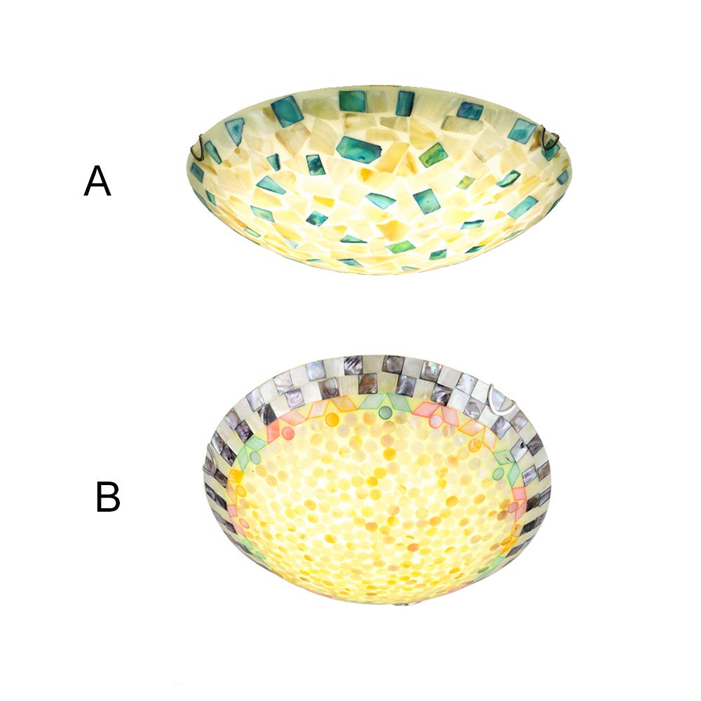 KWOKING Handmade Stained Glass Flush Mount Ceiling Light - 11.81