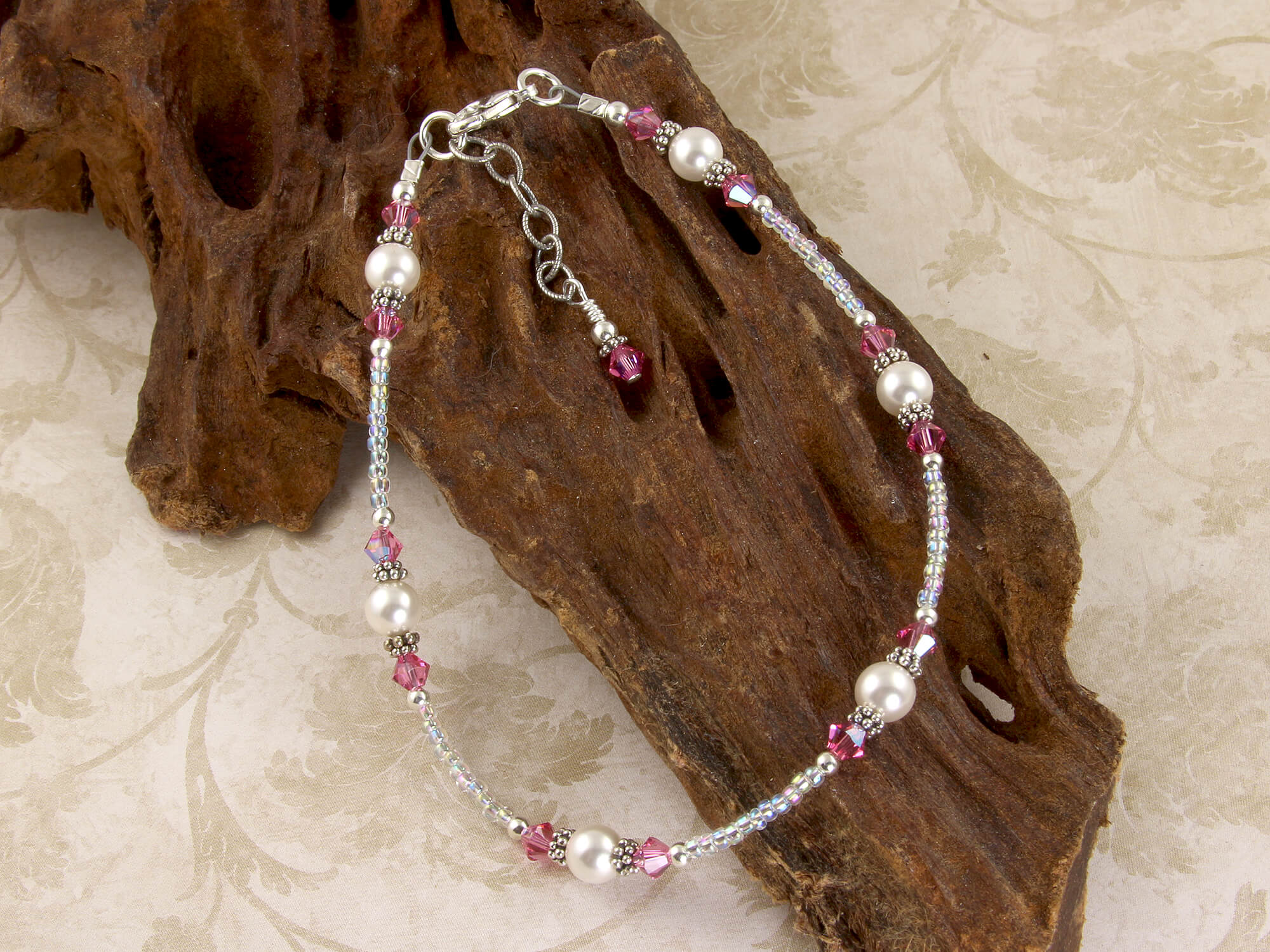 Razzle Dazzle Rose Pink Pearl Anklet - Elegant Adjustable Ankle Bracelet for Women | Perfect for Beach, Summer Outfits & Boho Fashion Accessories