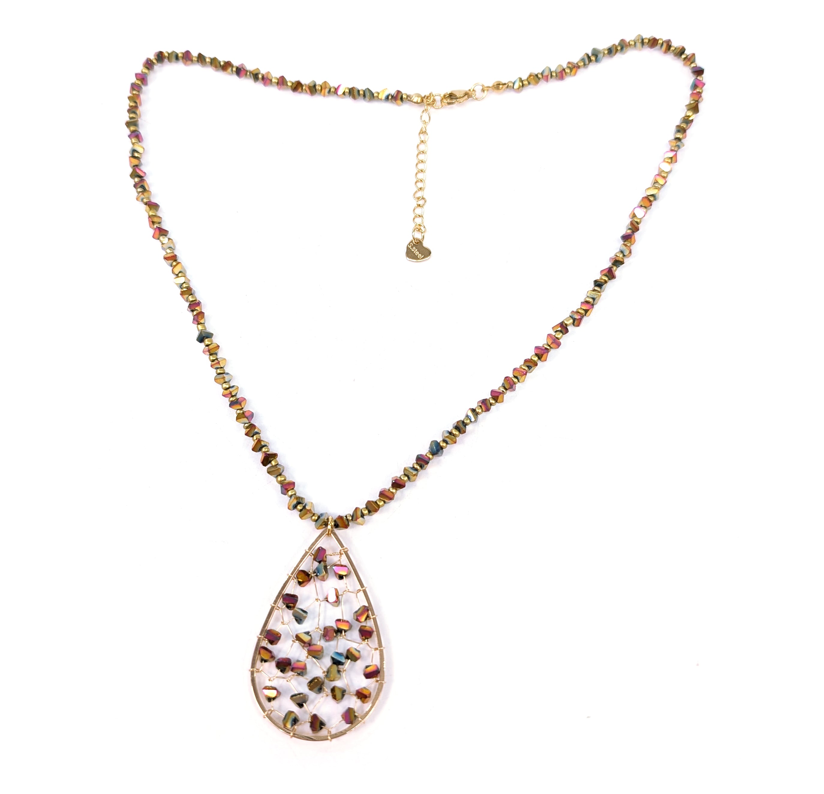 Elegant Gold Tear Drop Crystal Necklace for Women - Perfect for Weddings, Parties & Special Occasions