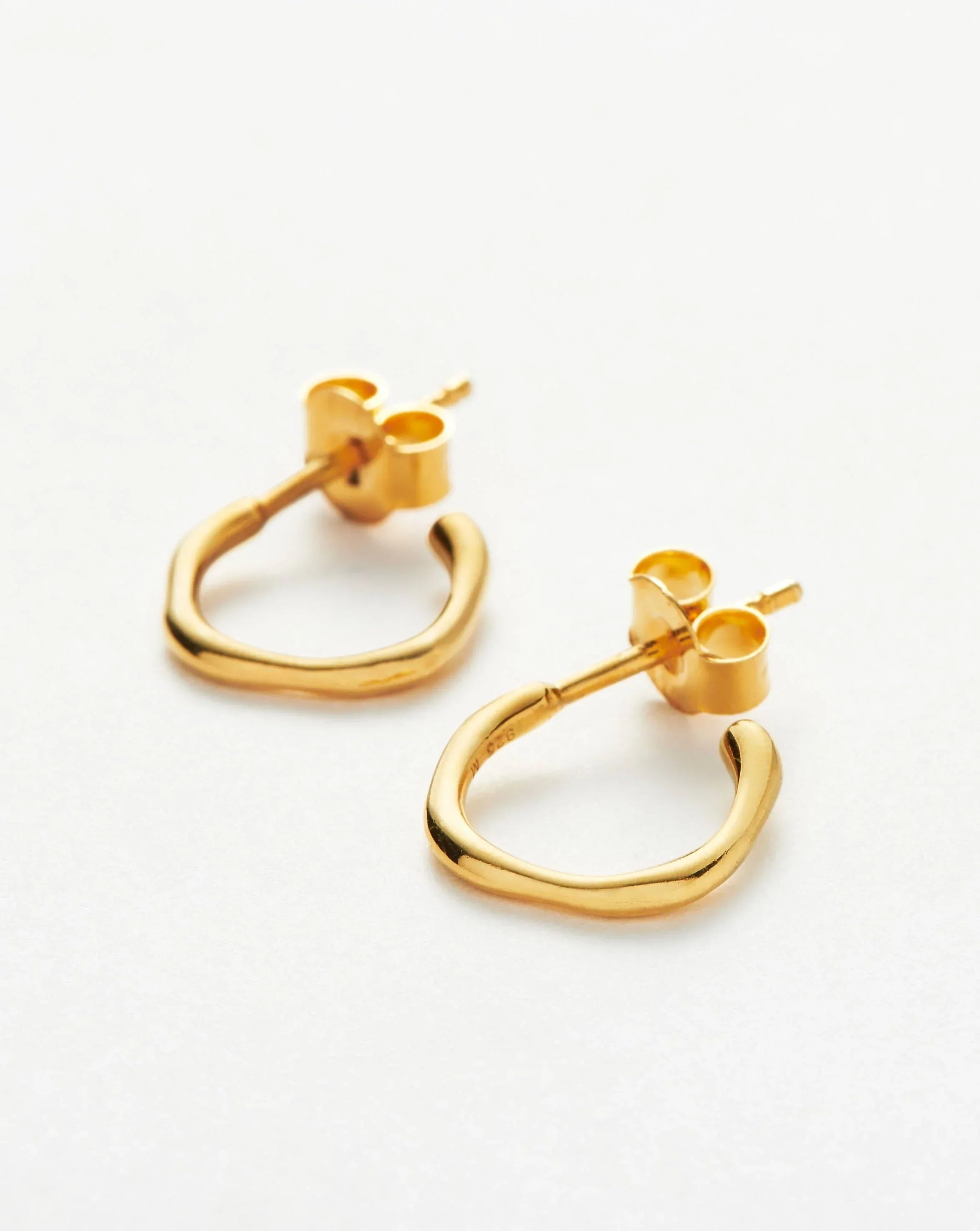 Mini Molten Hoop Earrings - 18k Gold Vermeil Dainty Huggie Earrings for Women | Perfect for Everyday Wear, Date Night & Gifts