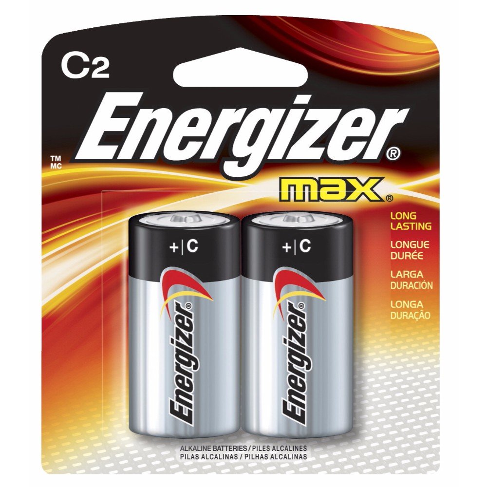 Energizer E93BP2 MAX Alkaline C Batteries - 2 Pack | Long-Lasting Power for Flashlights, Toys & Electronic Devices