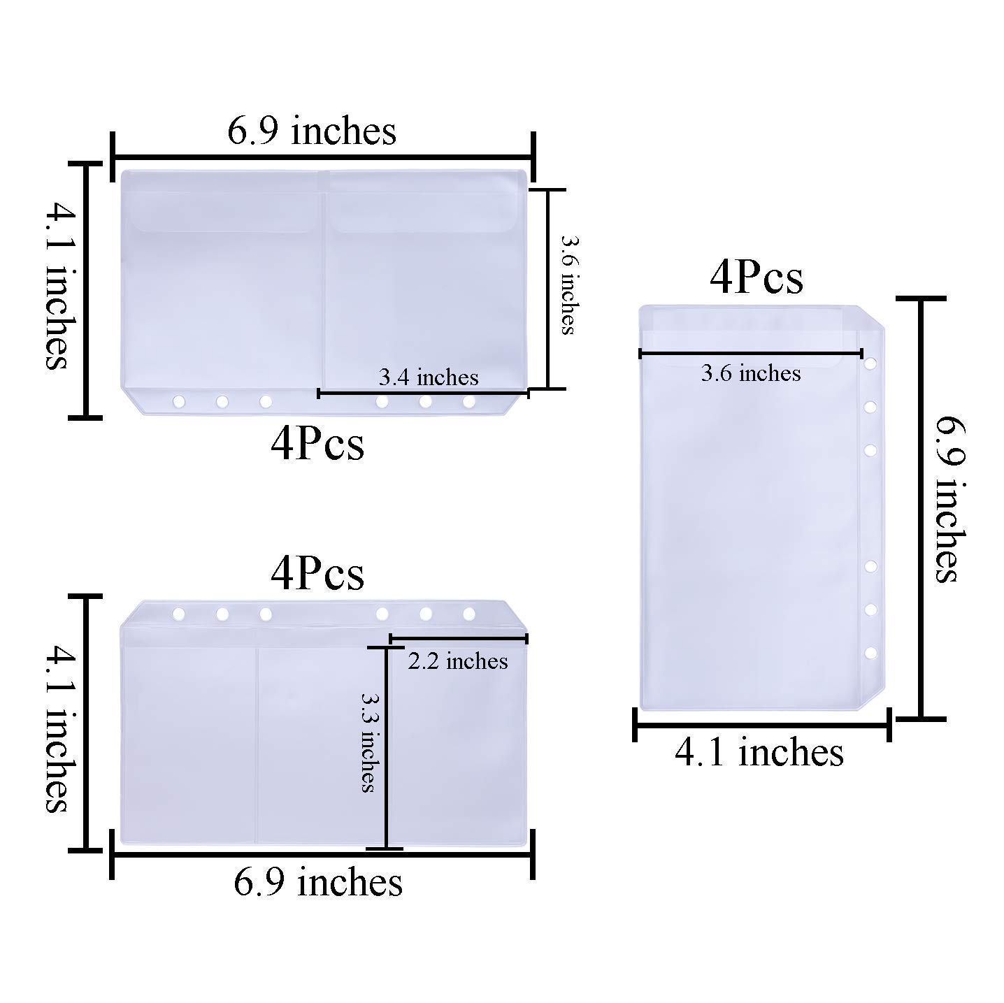 Antner A6 PU Leather Notebook Binder (Black) - 12-Piece Set with 3 Types of 6-Hole Binder Pockets | Perfect for School, Office & Travel Organization