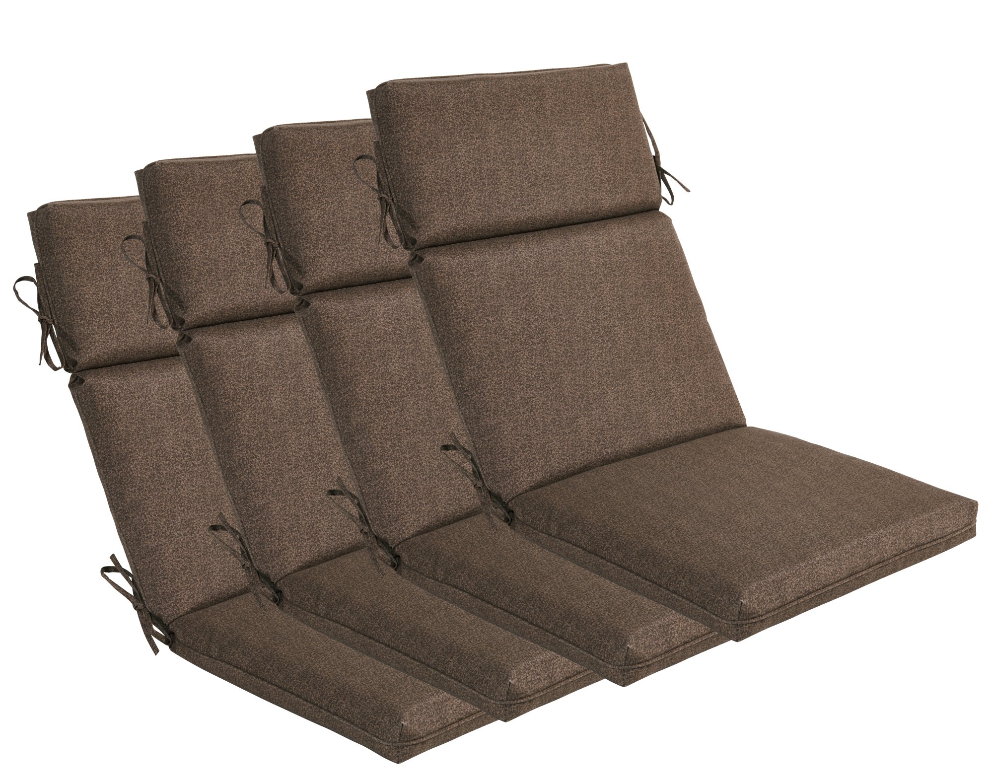 BOSSIMA High Back Chair Cushions Set of 4 - Indoor/Outdoor Replacement Patio Seat Cushions, Brown - Perfect for Garden, Deck, Poolside & Patio Furniture