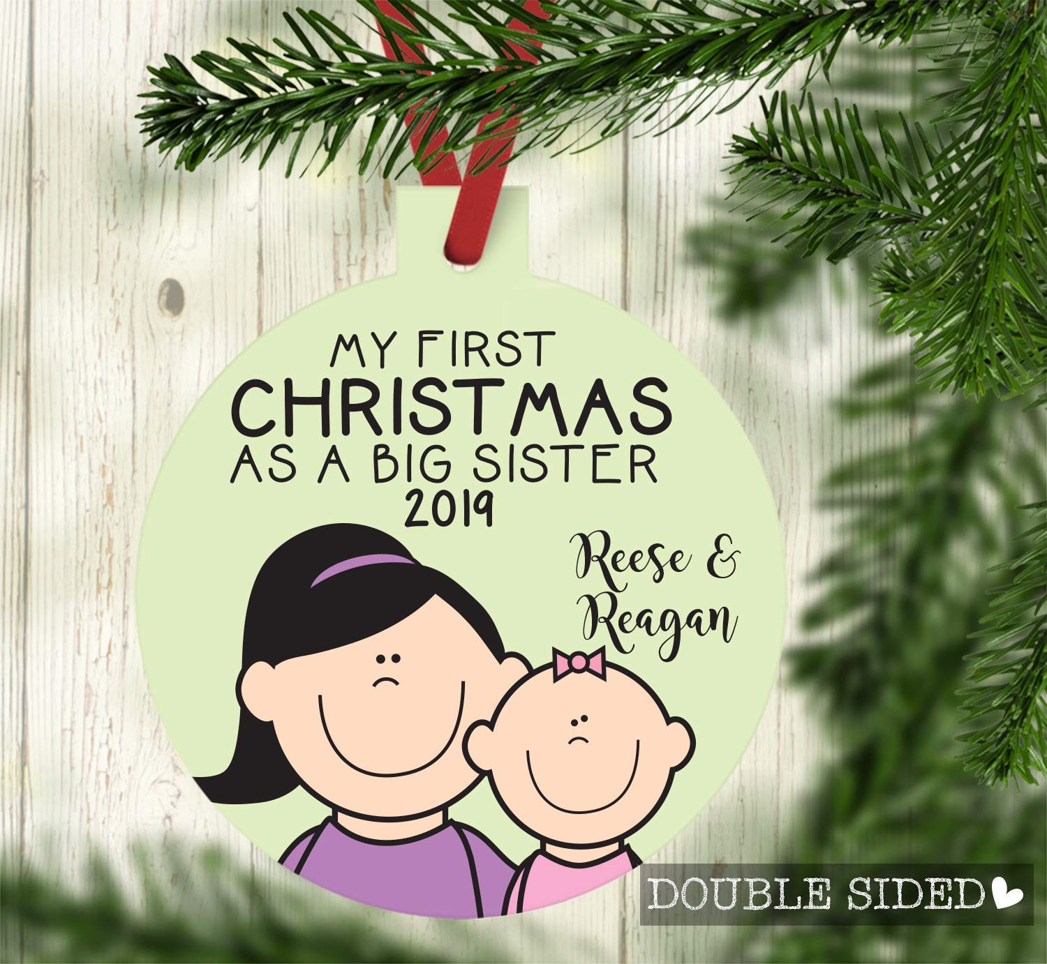Big Sister Christmas Ornament 2020 - Personalized Sibling Holiday Decor - Perfect Gift for Sisters - Ideal for Tree Decorations, Stocking Stuffers & Family Keepsakes