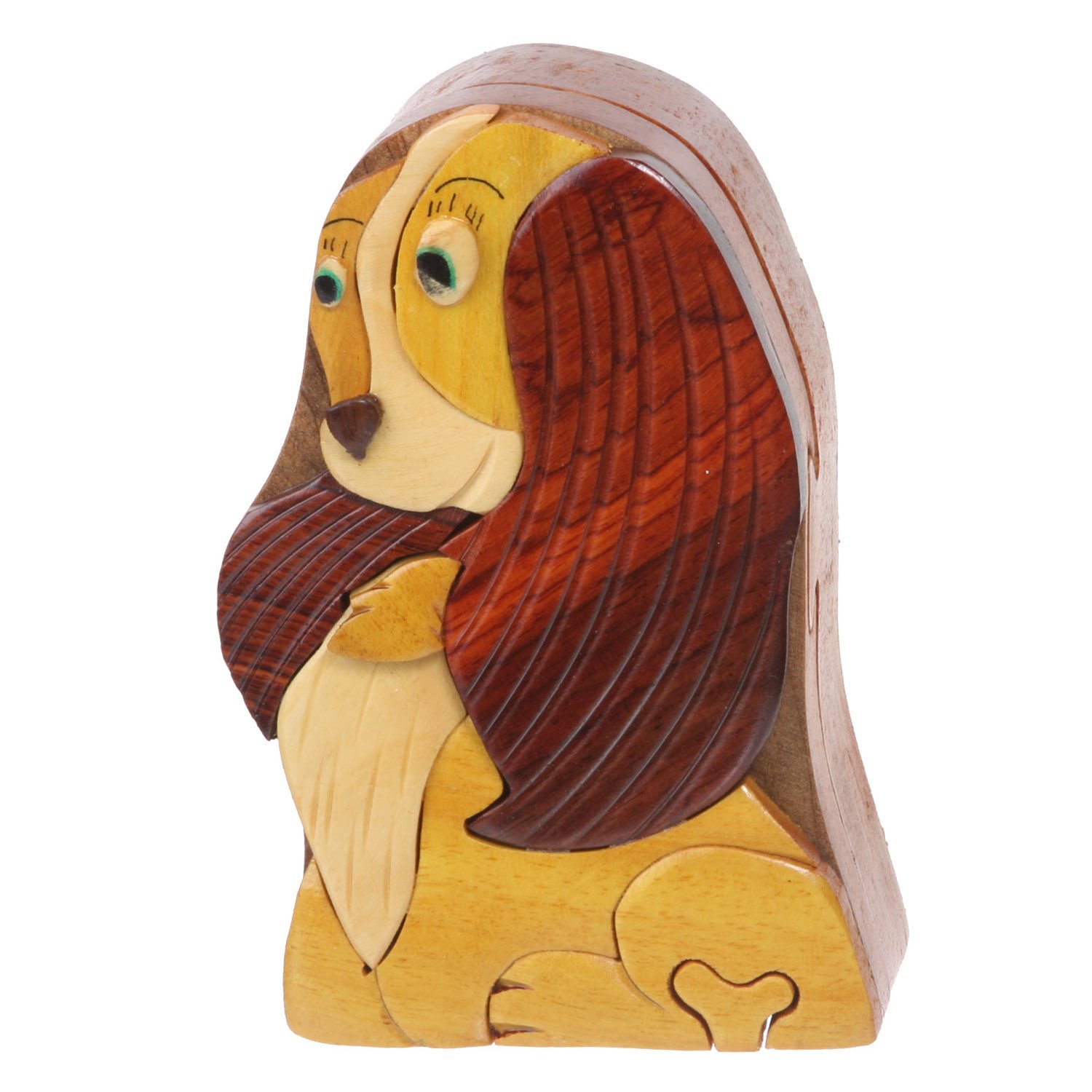 Handcrafted Wooden Animal Puzzle Box for Jewelry Storage - Dog Shape Secret Compartment | Perfect Gift for Kids, Home Decor & Treasure Keepsake