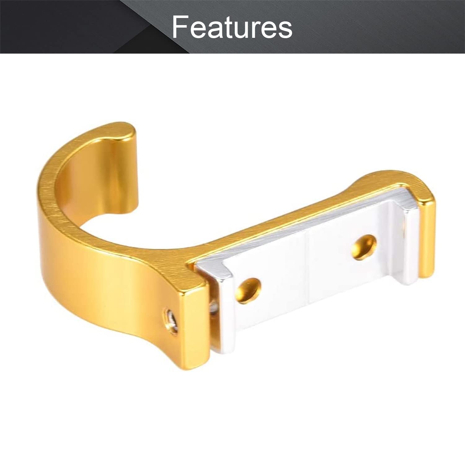 MroMax Wall Hooks 2Pcs - Gold Aluminum Alloy Hooks for Bathroom, Coat & Keys