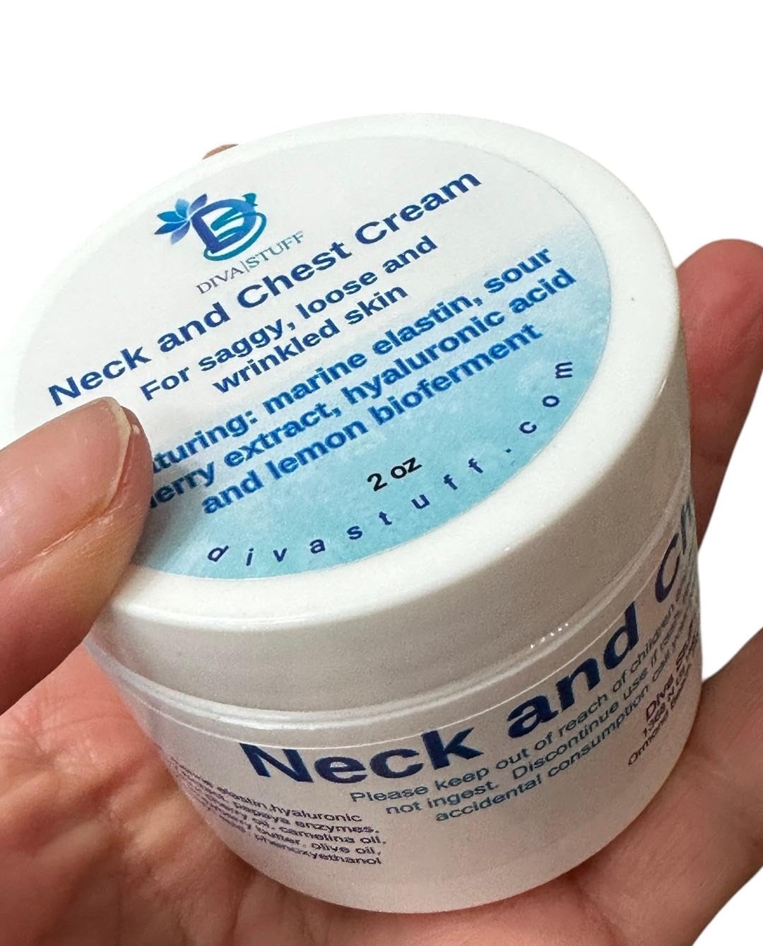 Diva Stuff Neck & Chest Firming Cream for Saggy, Loose & Wrinkled Skin - 2 fl oz Anti-Aging Moisturizer | Perfect for Night Routine & Daily Skincare