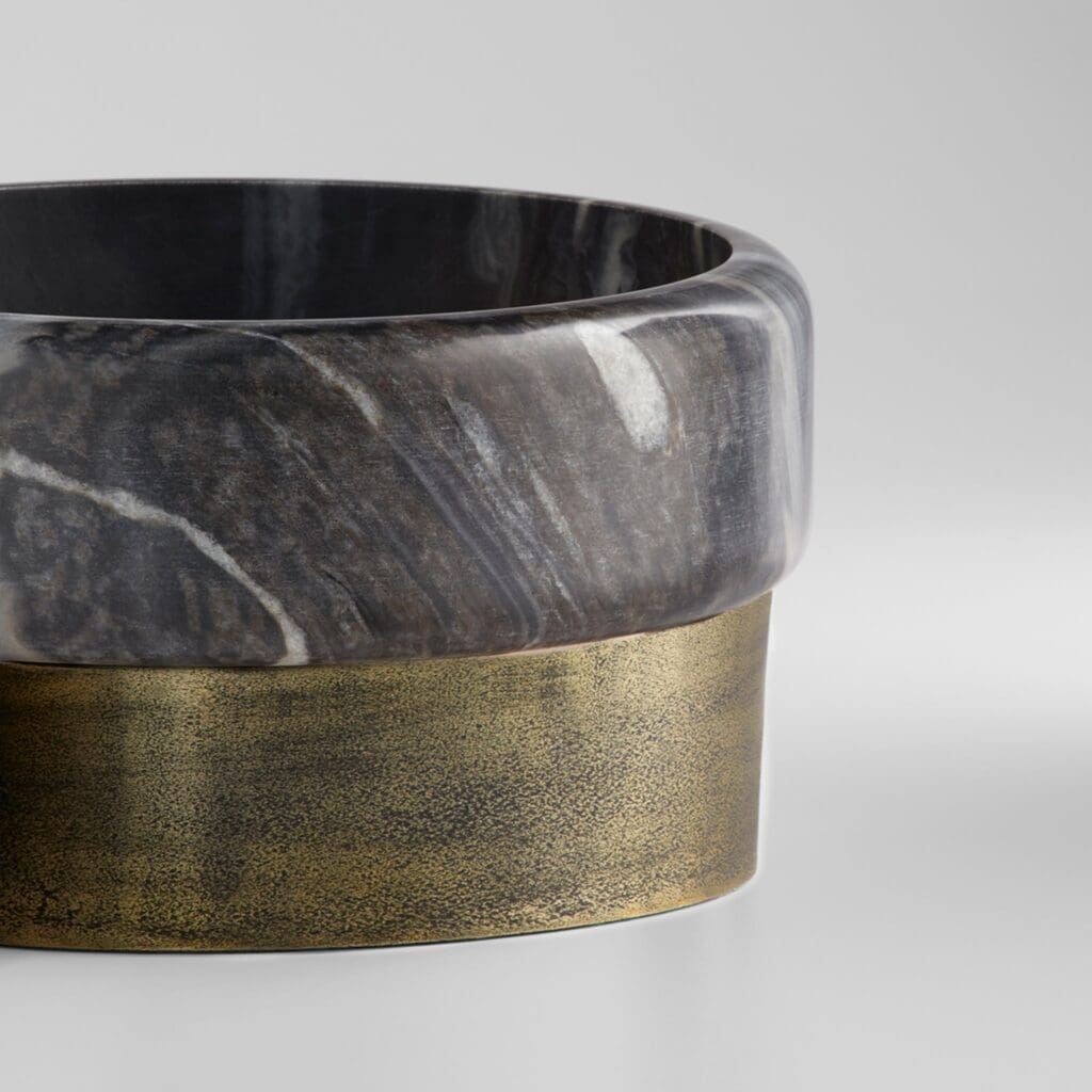 Cyan Design 11675 Roma Bowl - Antique Brass & Grey Marble Decorative Bowl for Home Decor, Centerpiece, Dining Table Display, Gift Idea